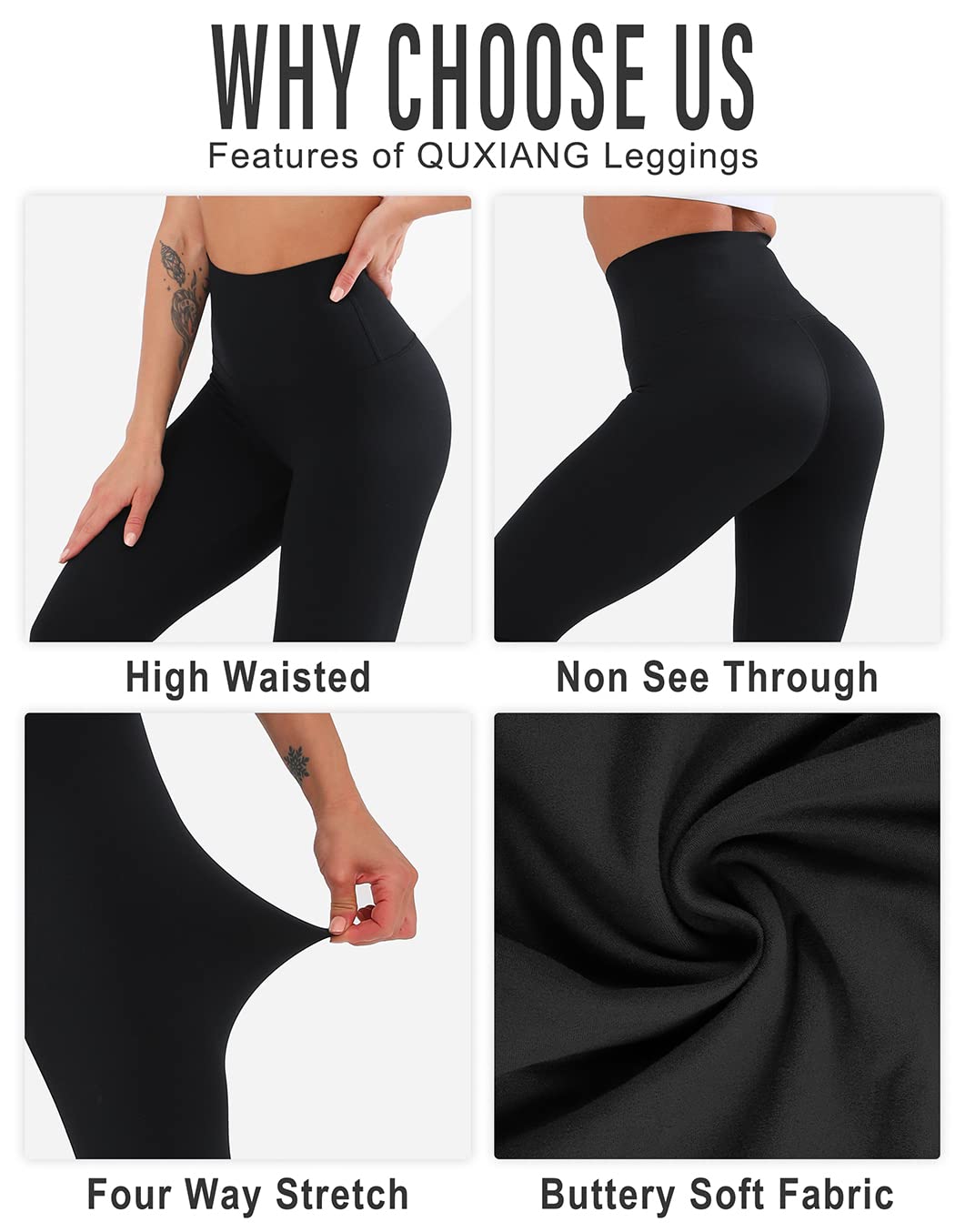 3 Pack High Waisted Yoga Pants for Women - No See Through, Tummy Control Workout Leggings - Buttery Soft & Breathable for Running, Gym & Everyday Wear