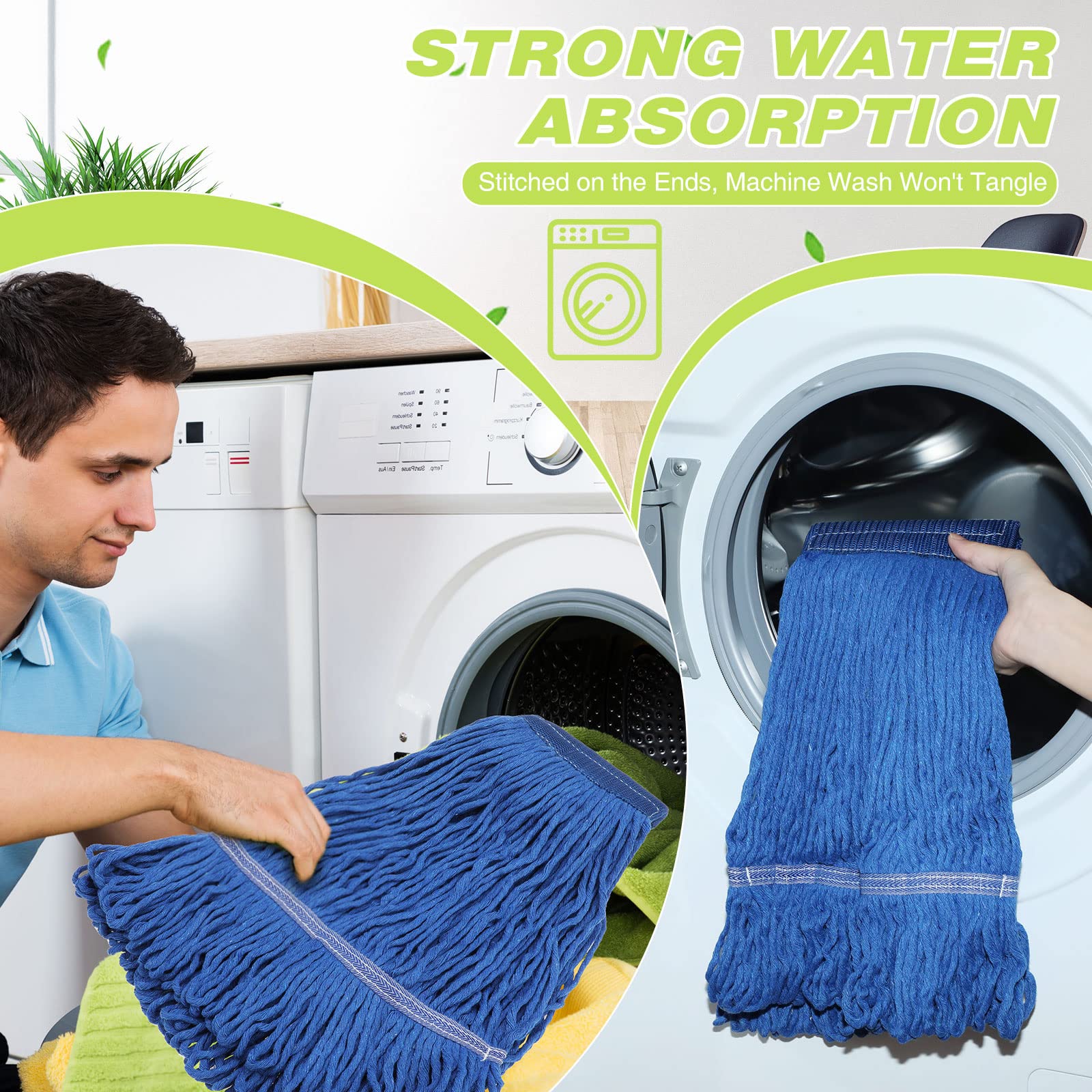 20-Pack Heavy Duty Commercial Mop Heads - Bulk Replacement Refills for Floor Cleaning | Durable Wet Mops for Home, Office & Industrial Use | Ideal for Hospitals, Schools & Janitorial Services