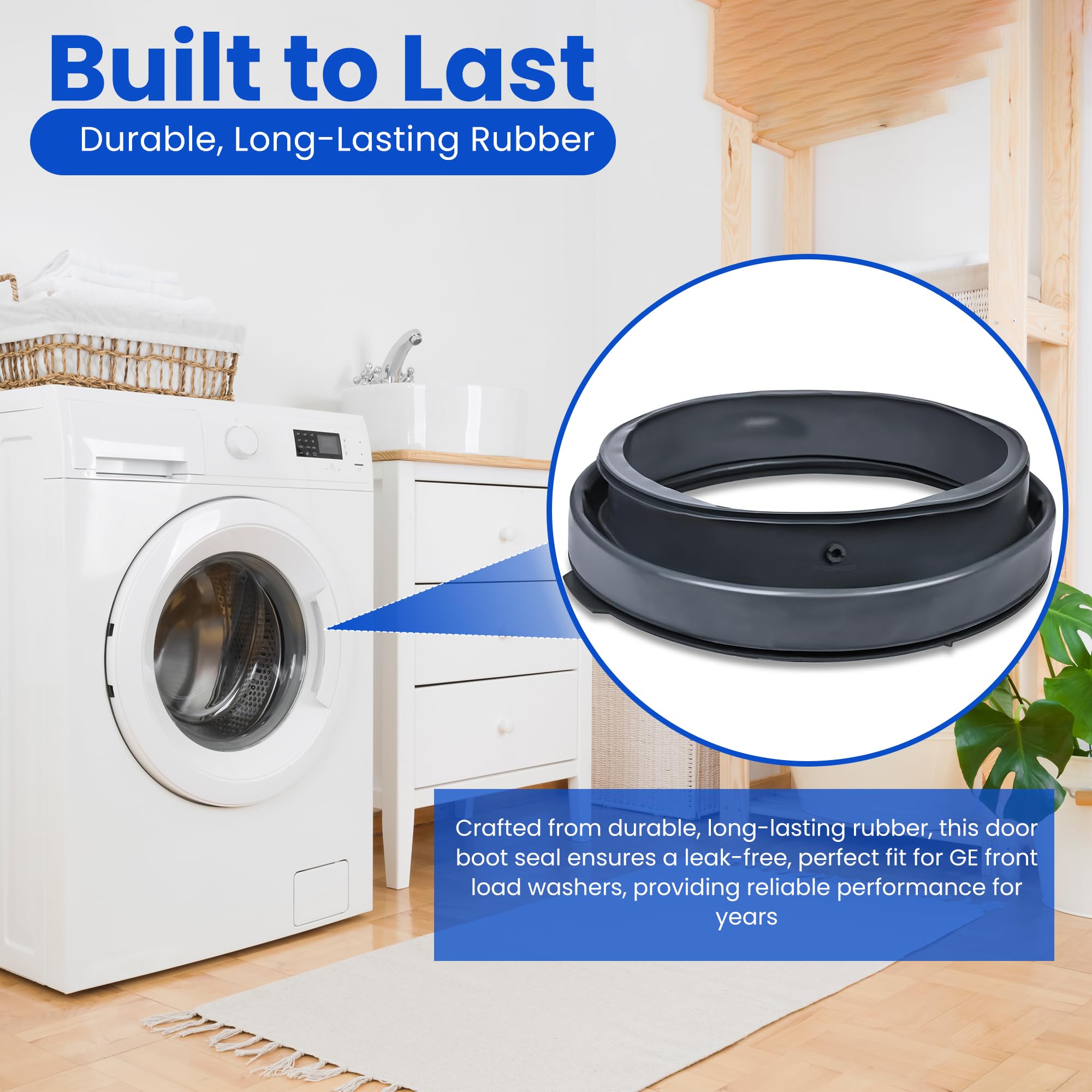 GE Front Load Washer Door Gasket Replacement WH08X23479 - Leak-Proof Rubber Seal Boot for GE Front Loading Washing Machines - Perfect for Fixing Leaks in GE Washer Models - Ideal for Laundry Rooms & Home Appliance Repair