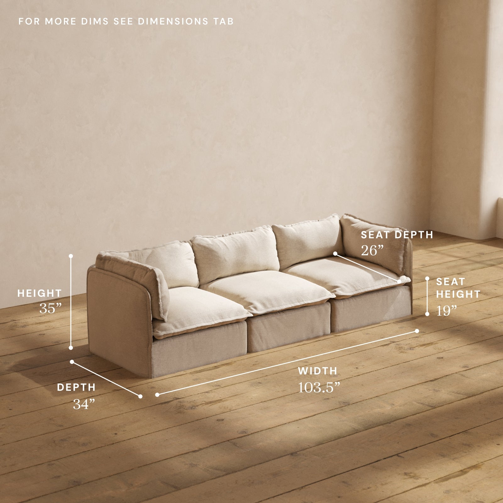 Premium Modular Performance 3-Seater Sofa in Oatmeal Fabric | Luxurious Blend for Modern Living Rooms & Home Theaters | Durable Comfort for Family Gatherings & Movie Nights