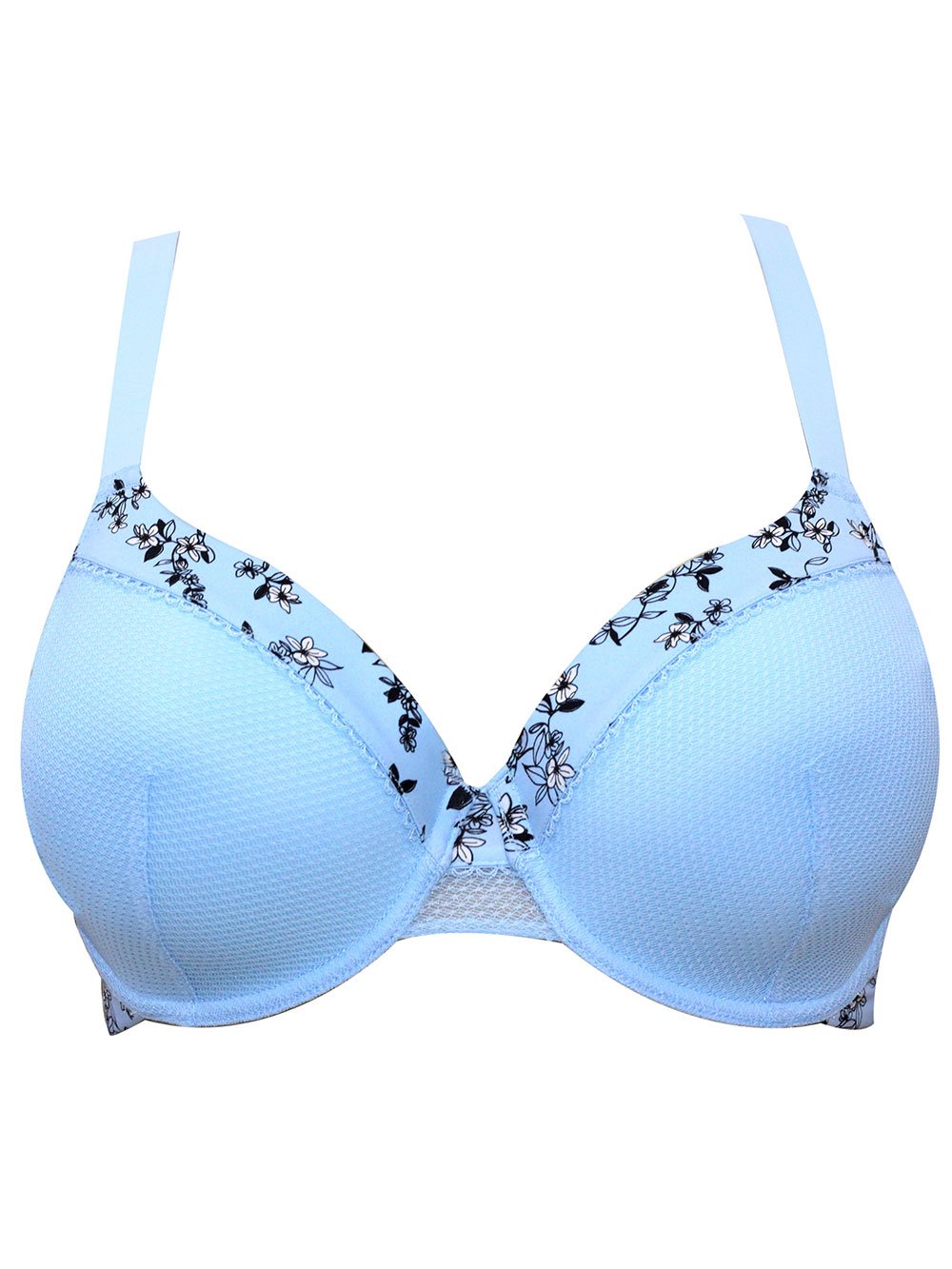 Ivy Contour Bandless Bra - Dream Blue Floral Print Wireless Comfort Bra for Women | Perfect for Yoga, Lounge & Everyday Wear