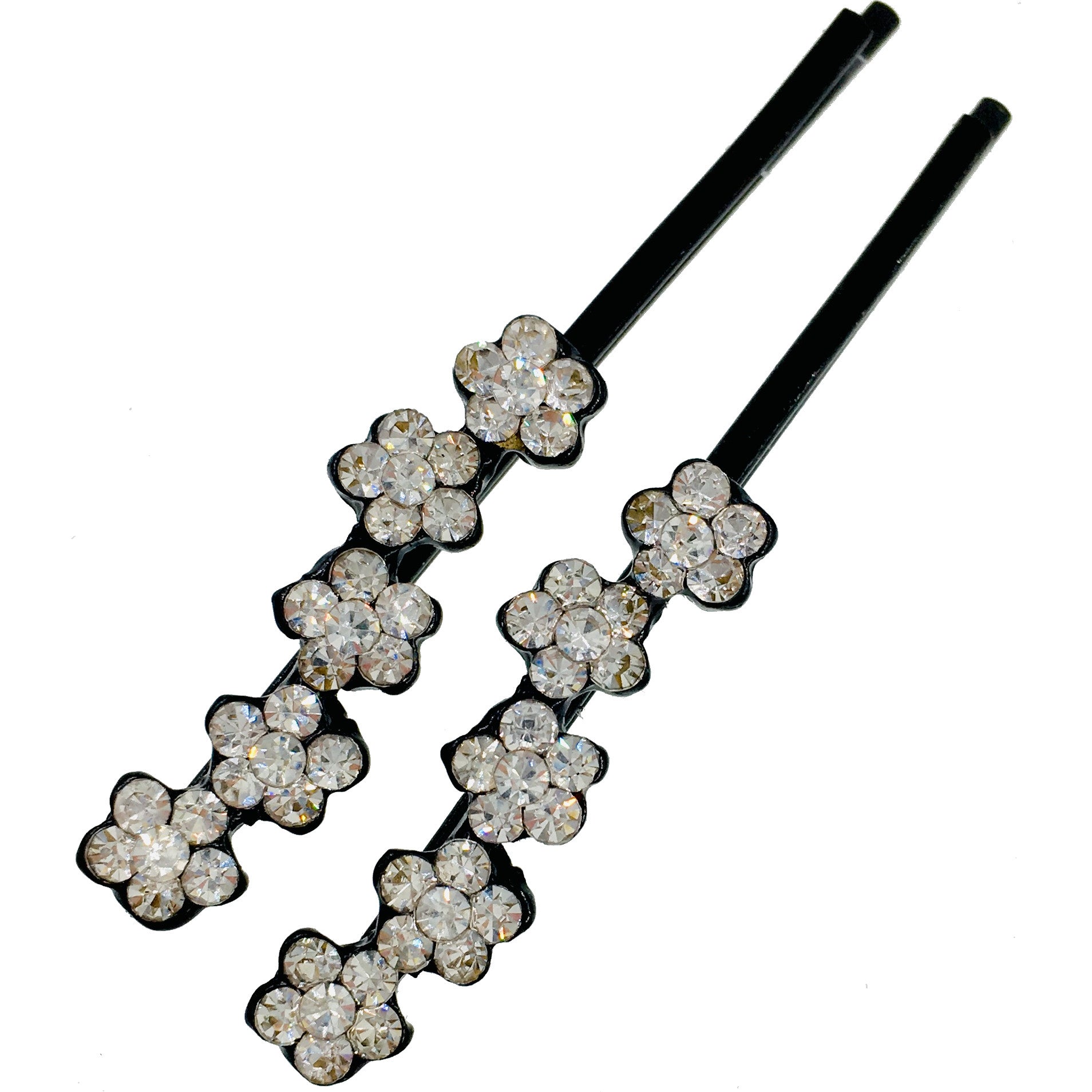 Sparkling Rhinestone Crystal Flower Bobby Pins - Elegant Hair Accessories for Weddings, Parties & Everyday Style
