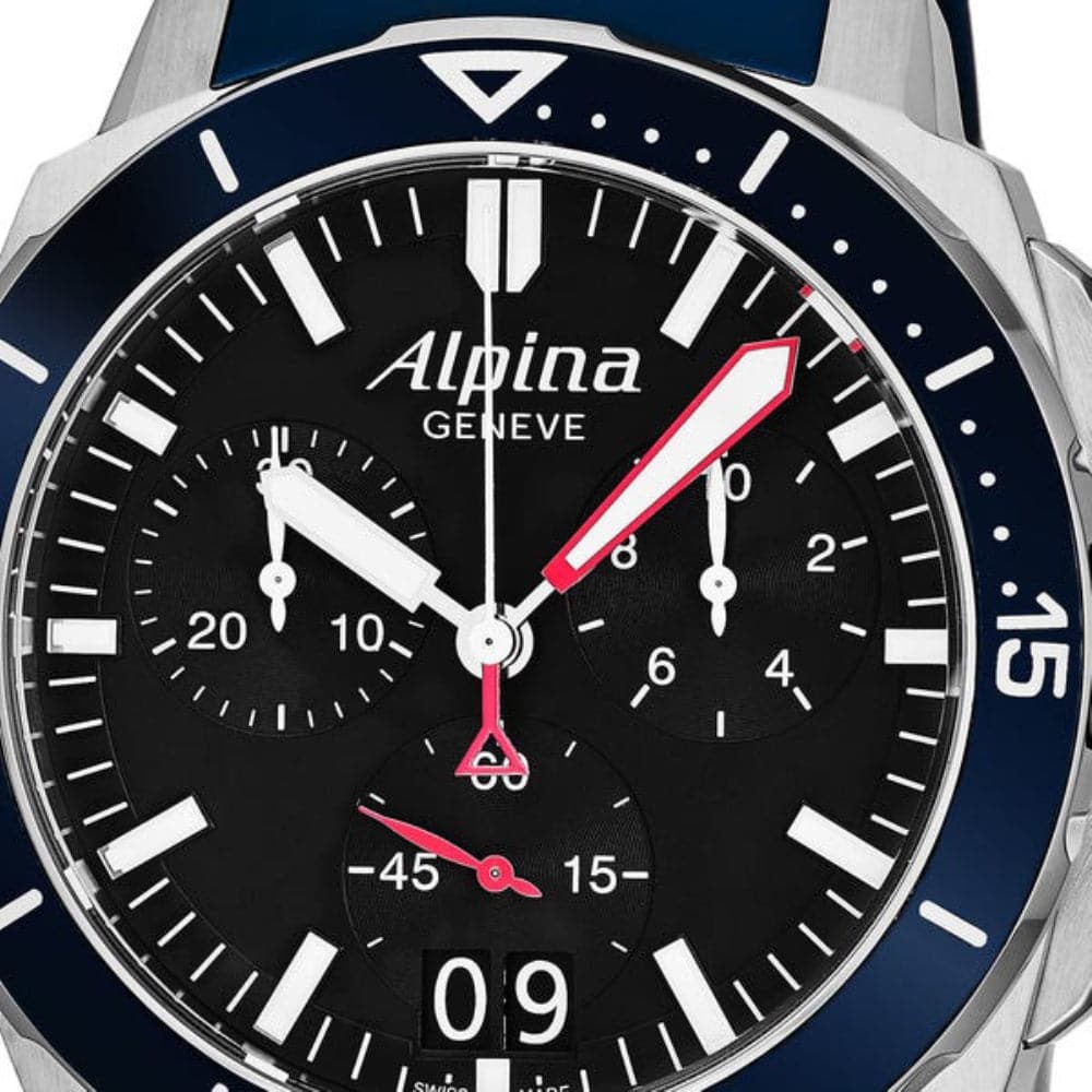 ALPINA SEASTRONG DIVER 300 Big Date Chronograph Men's Luxury Watch - Waterproof 300M, Stainless Steel Case, for Diving, Swimming & Outdoor Adventures