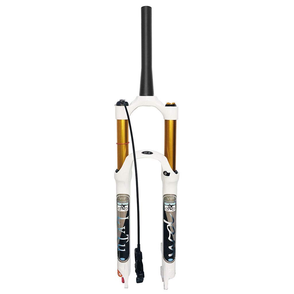 140mm Travel Air Suspension Fork for Mountain Bike - 26/27.5/29 Inch, Alloy 9mm QR, Rebound Adjust & Remote Lockout (White) - Ideal for Trail Riding, Downhill & Cross-Country Cycling