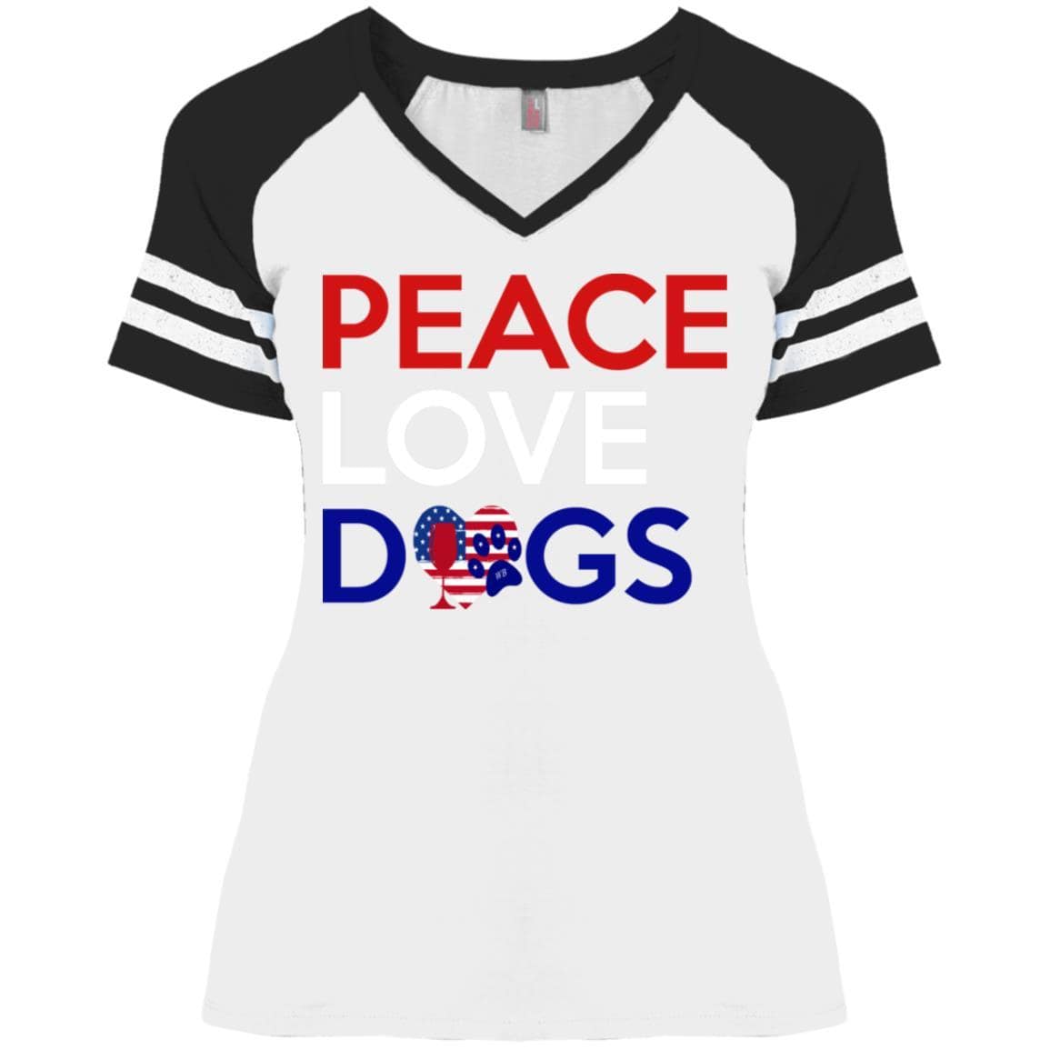 Peace Love Dogs Women's V-Neck T-Shirt - Cute Casual Graphic Tee for Dog Lovers | Perfect for Everyday Wear, Dog Walks & Pet Lover Gifts