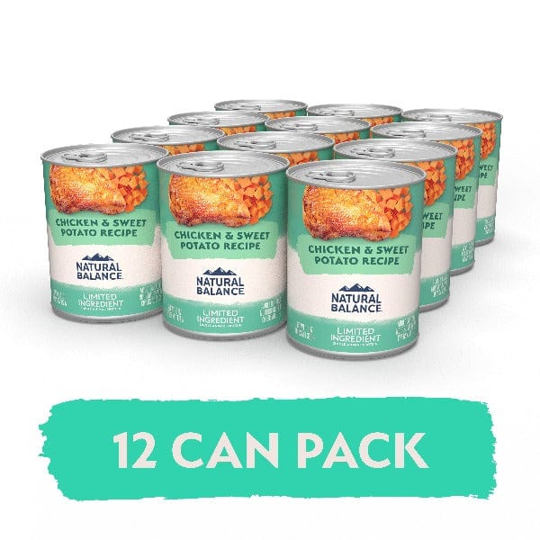 Natural Balance Limited Ingredient Chicken & Sweet Potato Recipe Canned Dog Food - Grain-Free Wet Food for Dogs with Sensitive Stomachs - Perfect for Mealtime & Digestive Health Support
