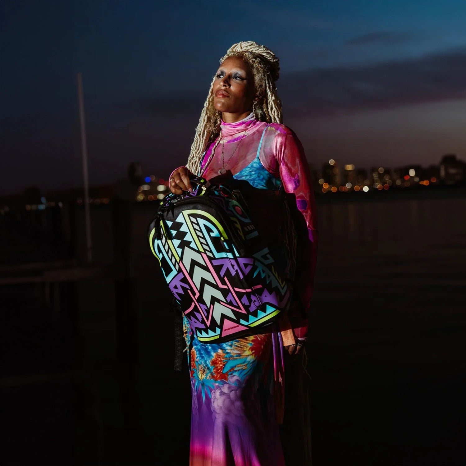 A.I Path To The Future III Backpack Sandflower Collaboration - Glow in The Dark Design | Stylish & Functional School, Travel & Everyday Use