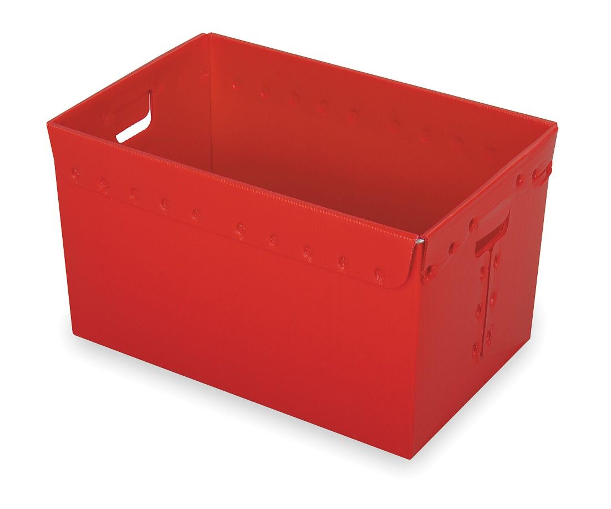 Nestable Storage Tote Bin - 23 Inch Large Red Plastic Stackable Container (Pack of 3) for Home Organization, Garage Storage & Closet Shelving