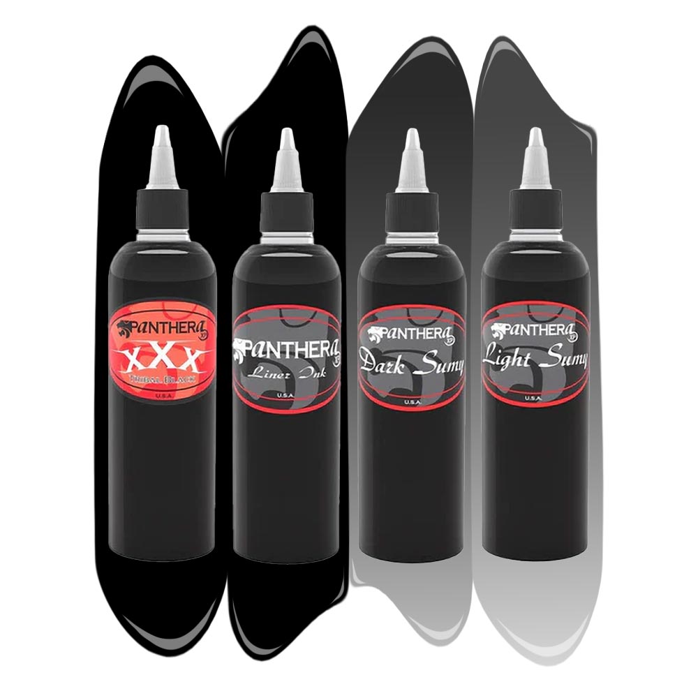 Panthera Tattoo Ink Set - 4 Bottles (5oz Each) - Professional Tattoo Supplies for Artists & Beginners - Perfect for Tattoo Studios & Home Use