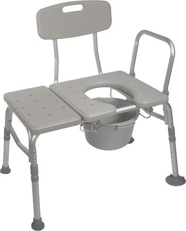 Adjustable Plastic Transfer Bench with Removable Commode Opening - Ideal for Bathroom Safety and Elderly Mobility Assistance