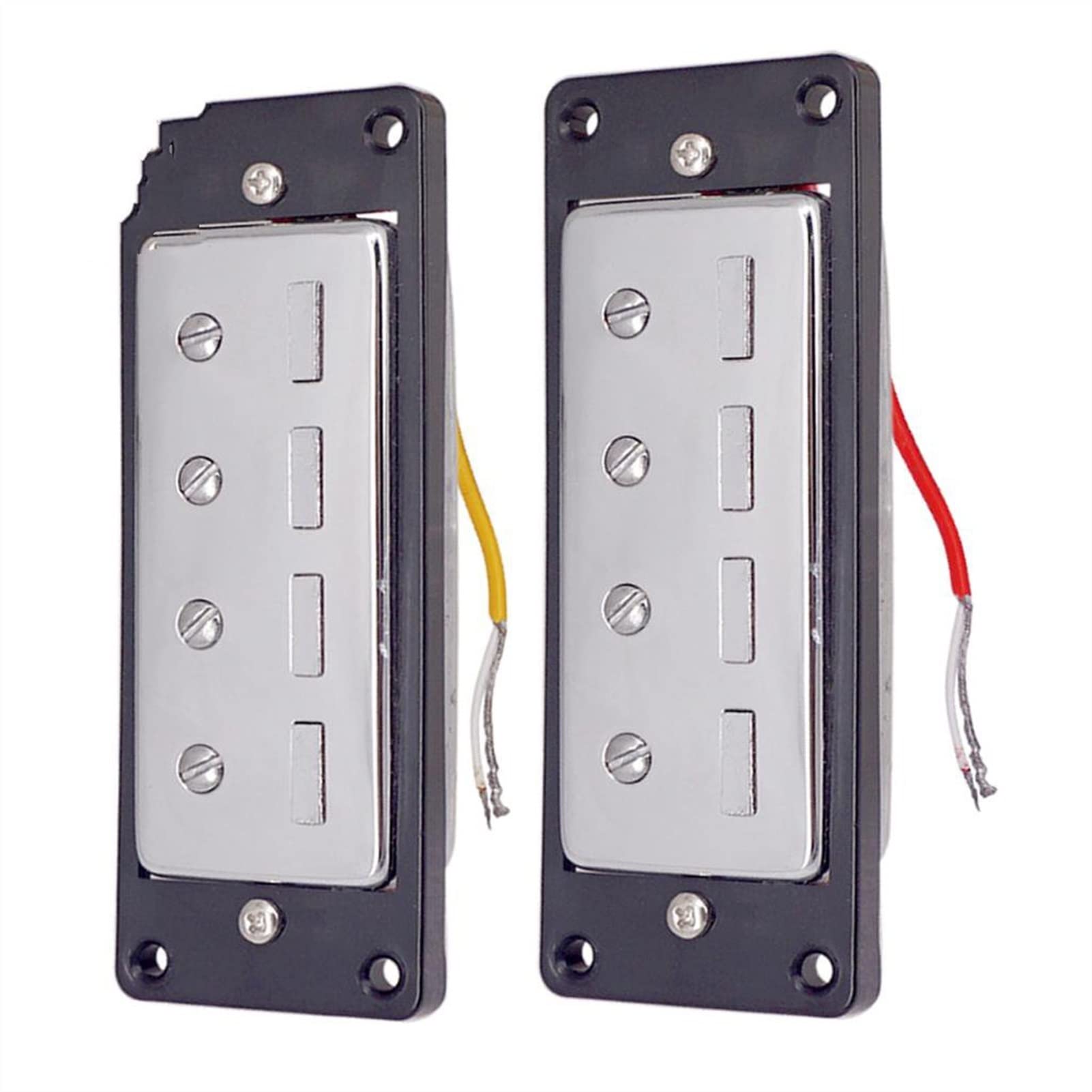 2-Pack Humbucker Guitar Pickups for 4-String Electric Bass - Black Plastic Bridge & Neck Set with Metal Frame | DIY Replacement & Upgrade for Rock, Metal & Blues Performances
