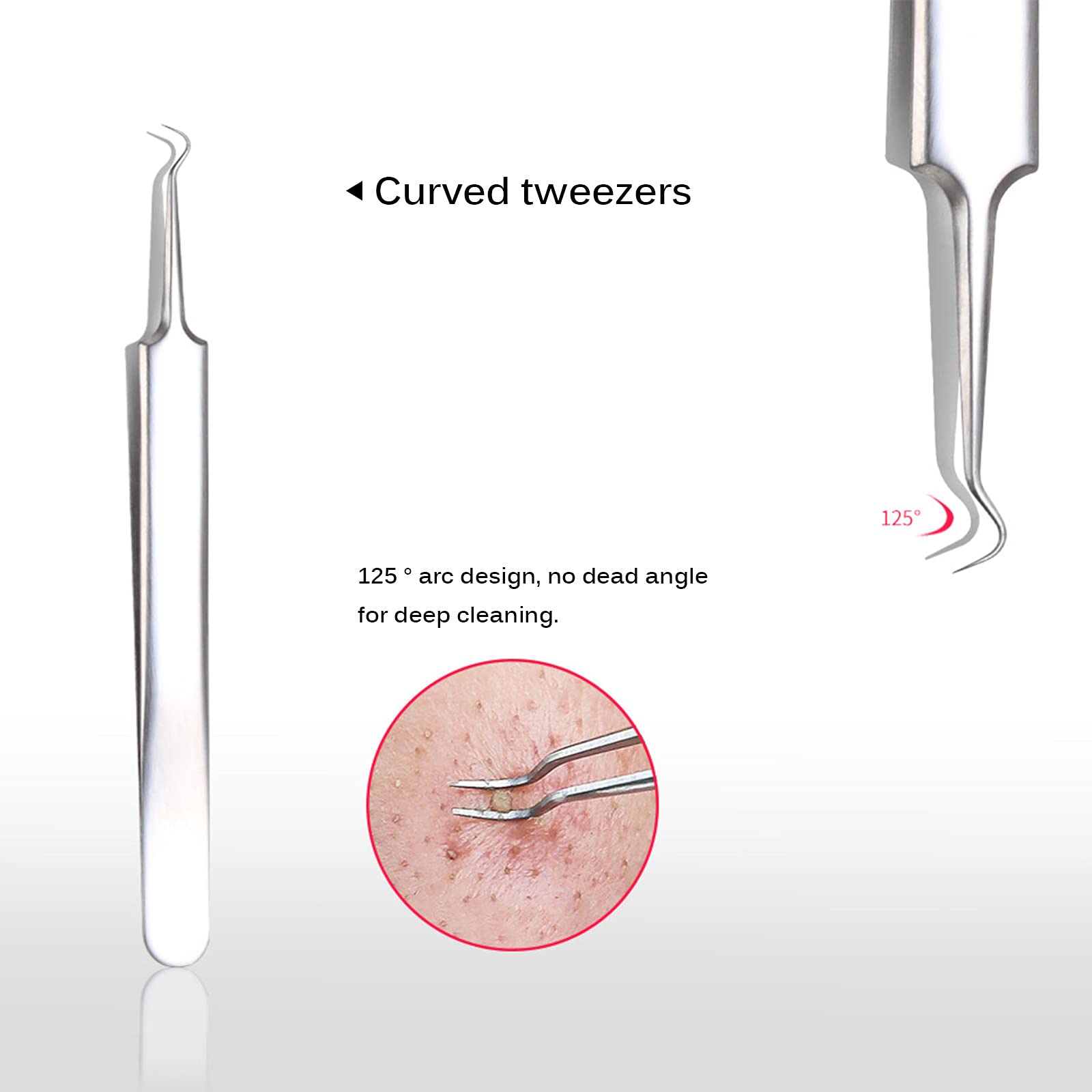 Ankeer 4Pcs Blackhead Remover Kit - Acne Comedone Pimple Extractor Tool Set with Storage Case for Facial Skin Care, Blackhead Tweezers & Blemish Cleaner - Perfect for Home Spa & Professional Use