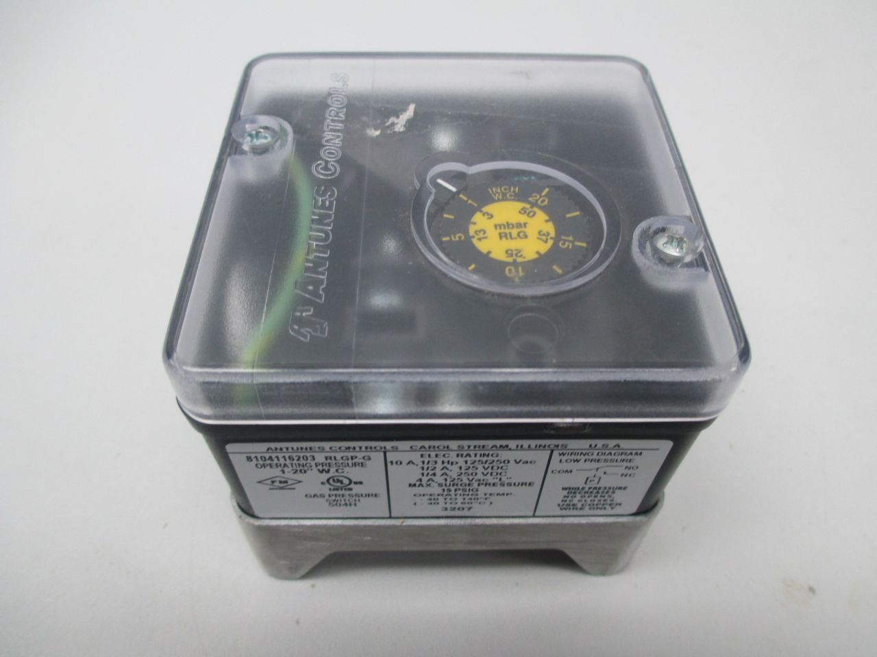 ANTUNES CONTROLS 8104116203 RLGP-G 15PSI Gas Pressure Switch 125/250V 1/3HP D259650 - Replacement Part for Commercial Kitchen Equipment, HVAC Systems & Industrial Appliances