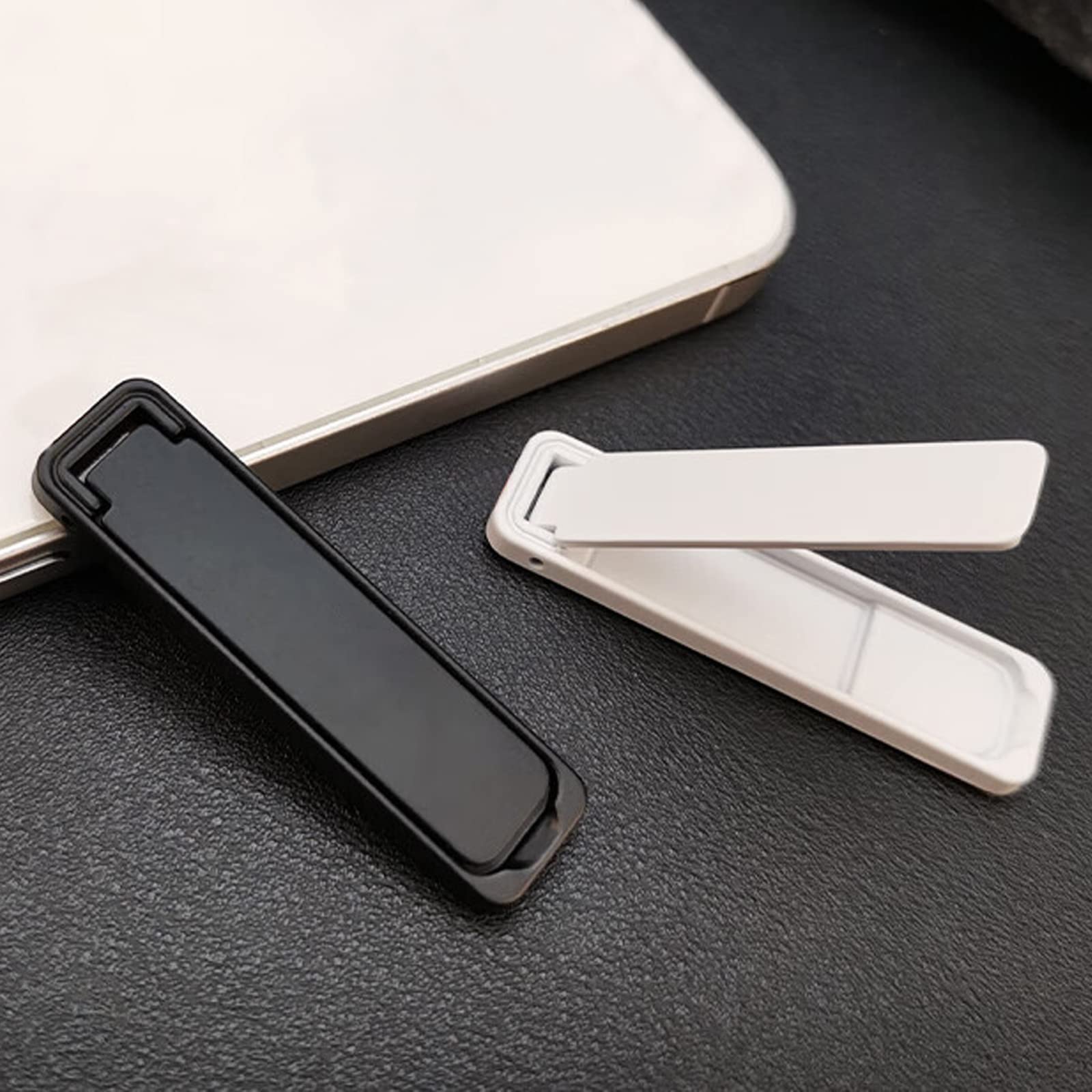 2 Pack Mini Phone Kickstand - Black Baking Paint Folding Invisible Metal Phone Stand Holder for Desk | Portable Cell Phone Stand for Watching Videos, Gaming & Video Calls