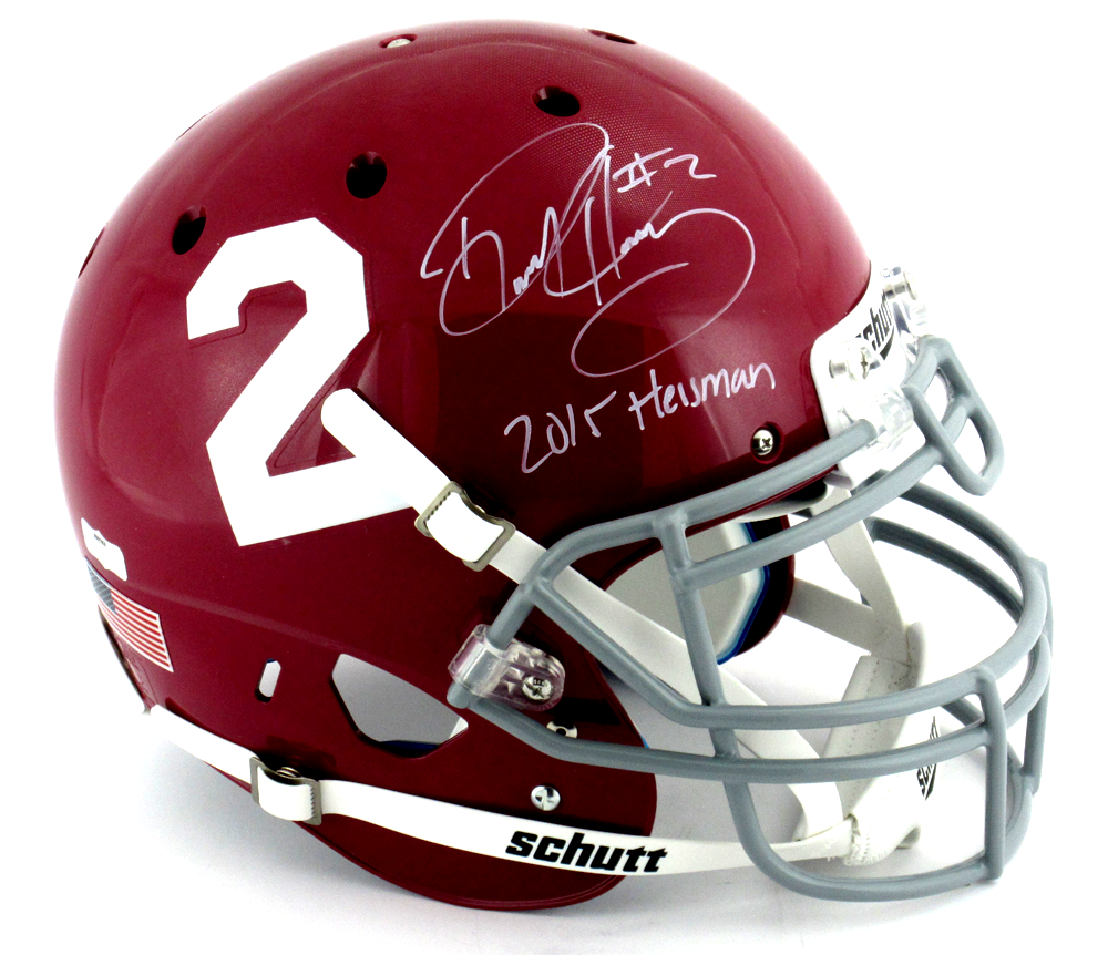 Derrick Henry Signed Alabama Crimson Tide Schutt Authentic Football Helmet with 2015 Heisman Trophy Inscription - Collectible Memorabilia for Sports Fans & Alabama Crimson Tide Supporters