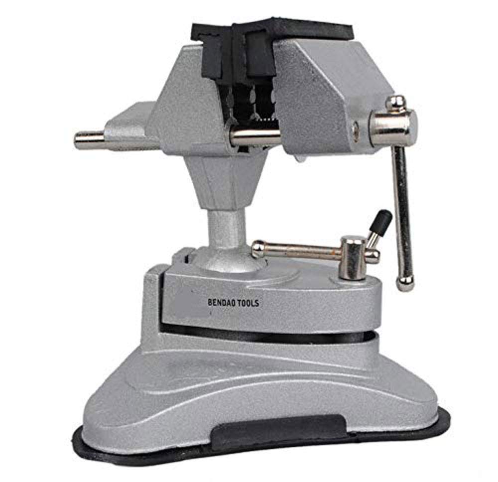360° Swivel Mini Vise with Vacuum Base - Portable Multi-Angle Workbench Clamp for Jewelry, Woodworking & DIY Projects - Strong Suction for Stable Holding on Smooth Surfaces