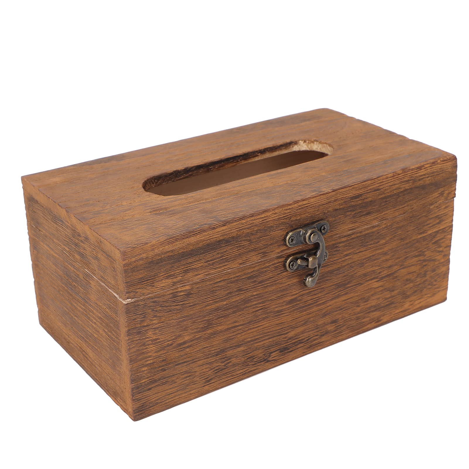 Vintage Wooden Tissue Box Holder - Decorative Retro Napkin Dispenser for Bathroom Vanity, Nightstand & Desk - Handcrafted Wood Paper Towel Storage Case for Home & Office Decor