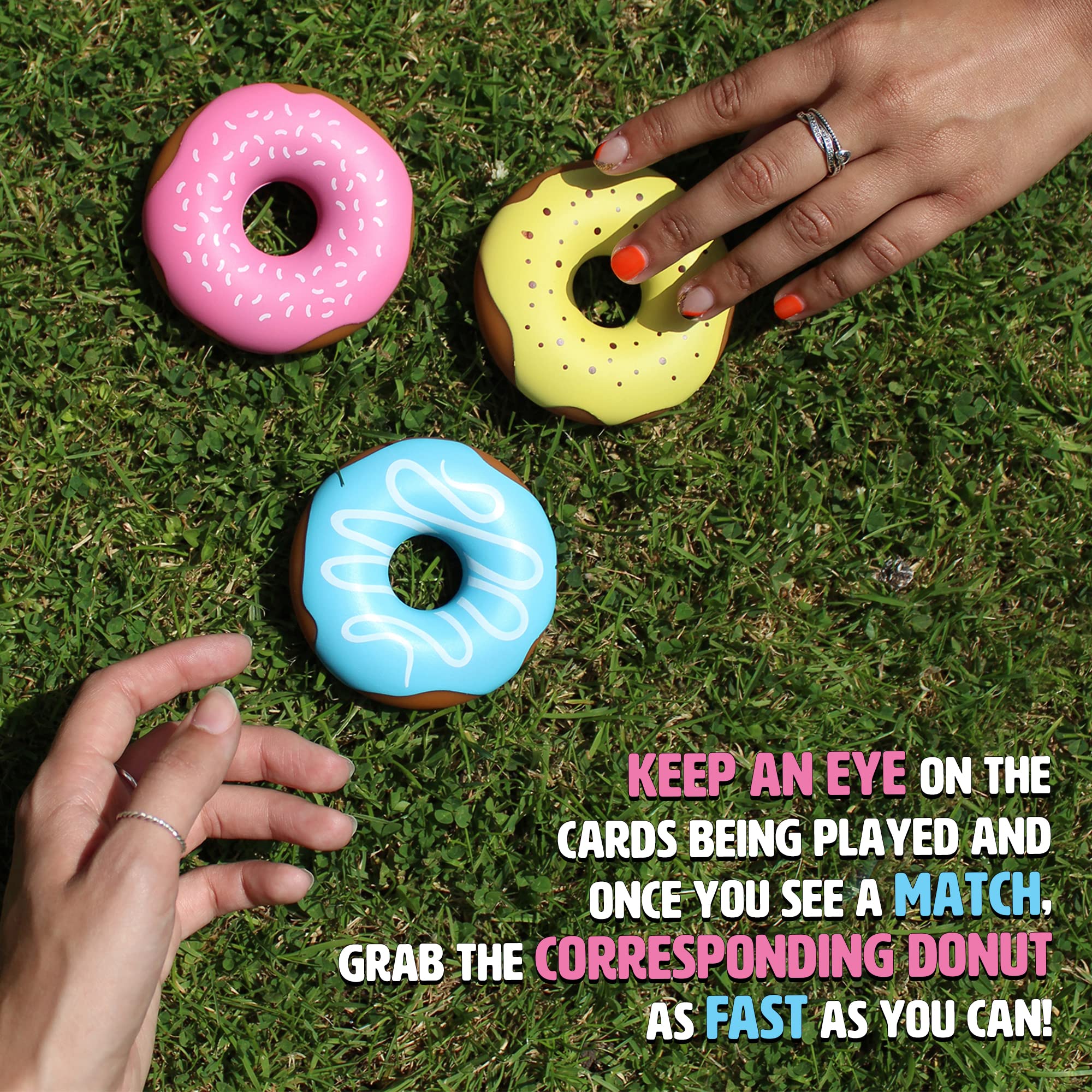 Ginger Fox Dough Nab Party Card Game - Fast-Paced Donut Grabbing Family Board Game for Kids & Adults Ages 8+ | Perfect for Family Game Night, Birthday Parties, Sleepovers & Group Gatherings