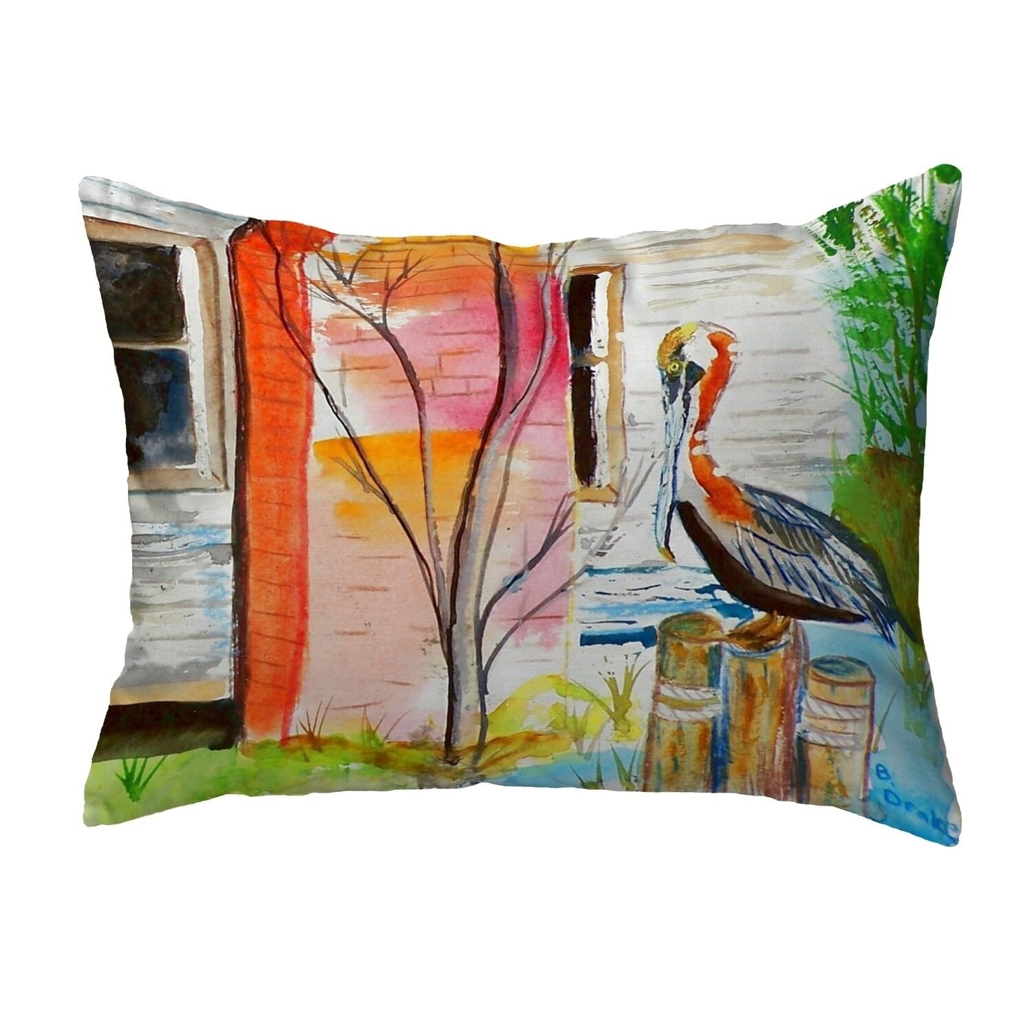 Betsy Drake KS036 Decorative Throw Pillow 11x14 Inches - Multi-Color Cushion for Sofa, Bed & Living Room Home Decor