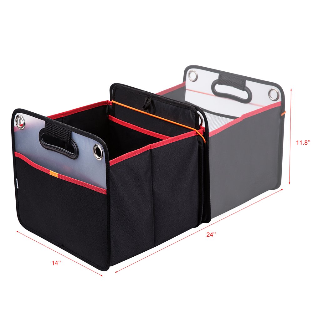 Collapsible Car Trunk Organizer with 2 Large Compartments - Portable Auto Storage Container for SUV, Truck, Vehicle - Foldable Grocery Organizer for Home, Office & Travel - Perfect for Road Trips, Shopping & Daily Commute