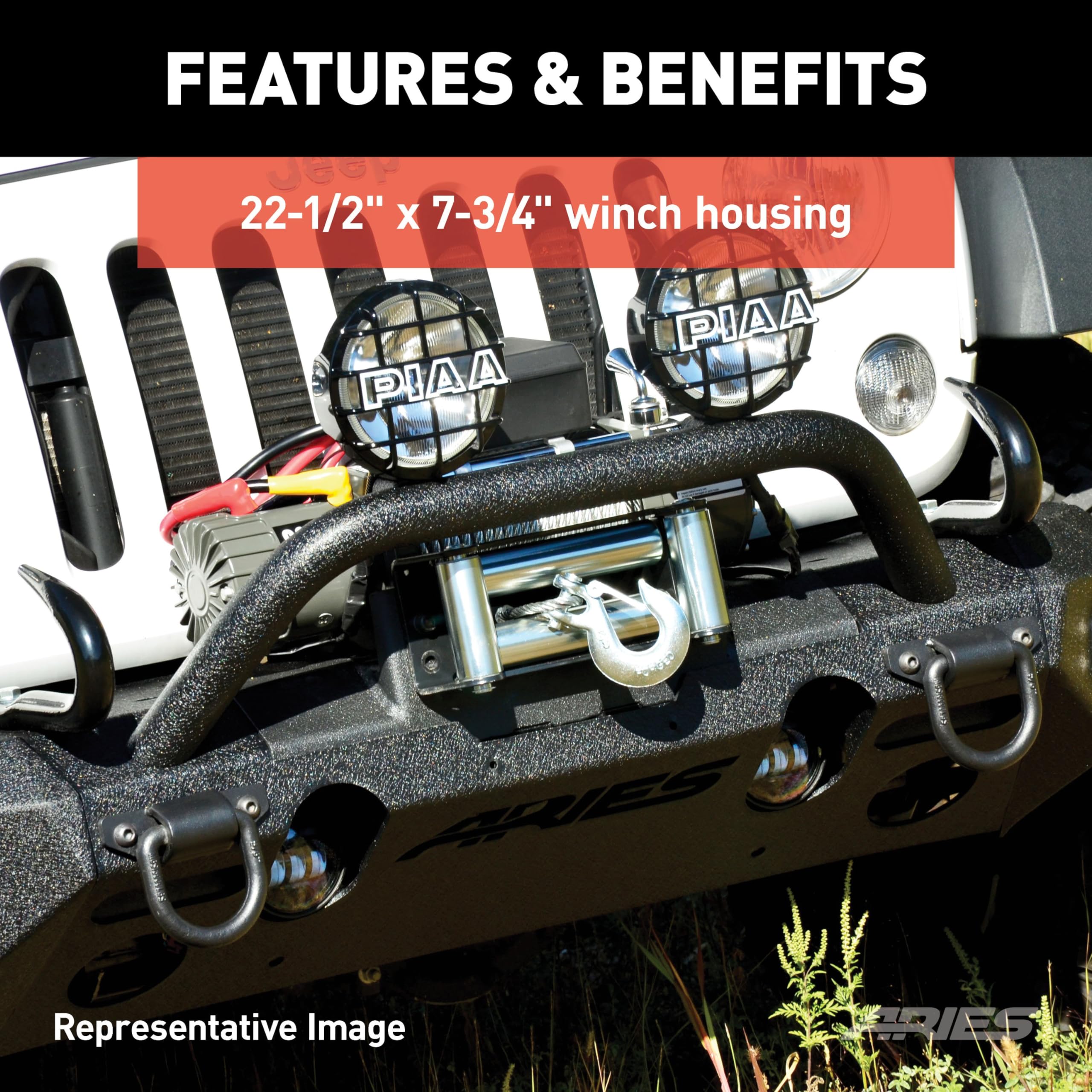 Aries Black Aluminum Front Bumper with LED Lights for Jeep Wrangler JL & Gladiator - Off-Road Adventure