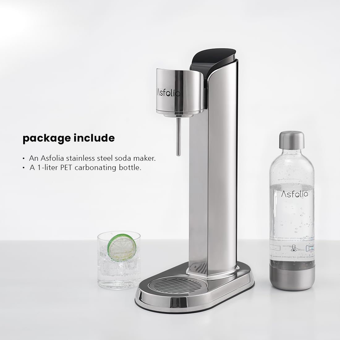 Premium Stainless Steel Sparkling Water Maker & Soda Carbonator Machine - 1L BPA-Free Carbonation Bottle Included (CO2 Cylinder Not Included) | Perfect for Home, Office, Parties & Healthy Hydration