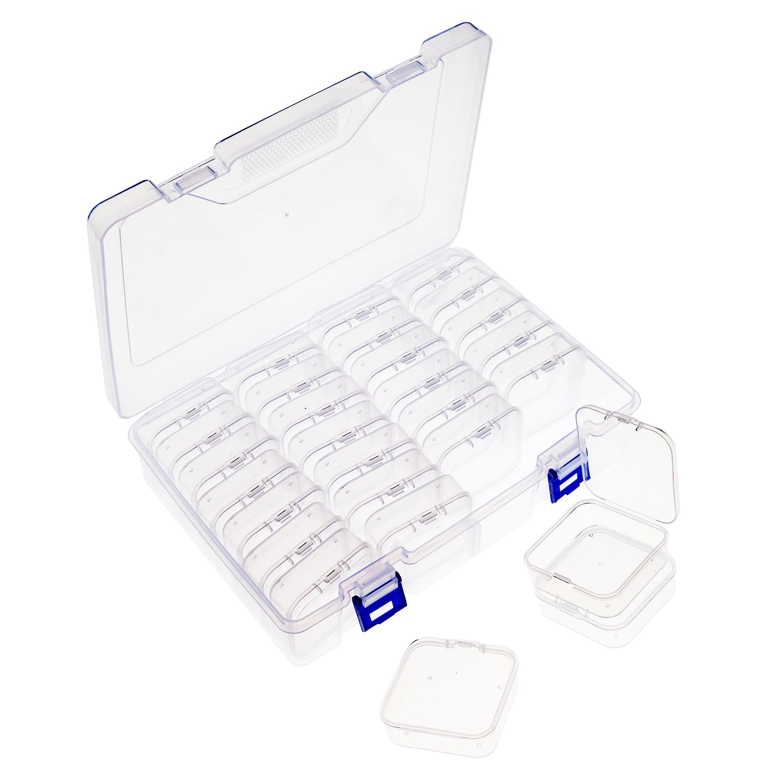 28Pcs Clear Bead Organizer Box with 1 Storage Case & Labels - Small Plastic Jewelry Storage Containers for DIY Crafts, Beading Supplies, Sewing Accessories - Perfect for Home Crafting, Jewelry Making & Travel Organization