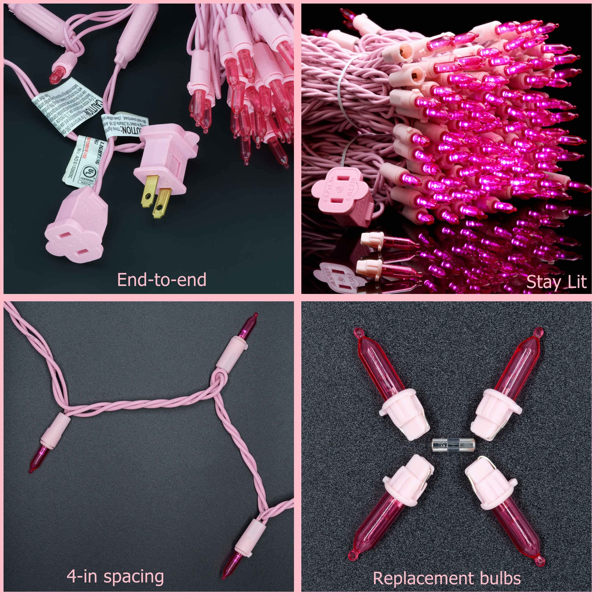 YULETIME 200 Pink LED Christmas Lights - 66ft Waterproof Outdoor String Lights with UL Certification | Perfect for Holiday Decorations, Party Lighting, and Festive Home Decor