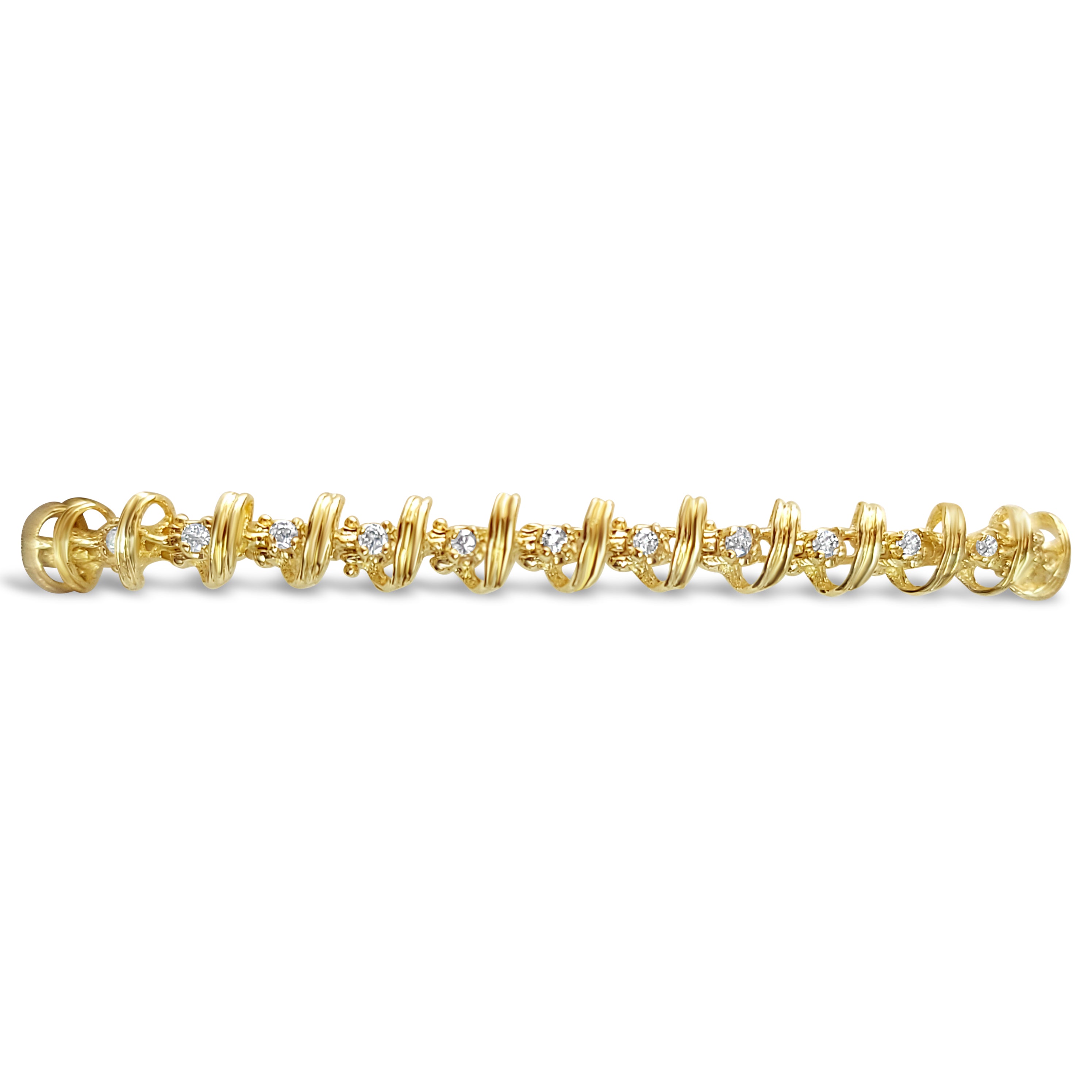 1.00cttw Diamond Tennis Bracelet in 14k Yellow Gold - Elegant Ribbon Style for Women, Perfect for Weddings, Anniversaries & Special Occasions