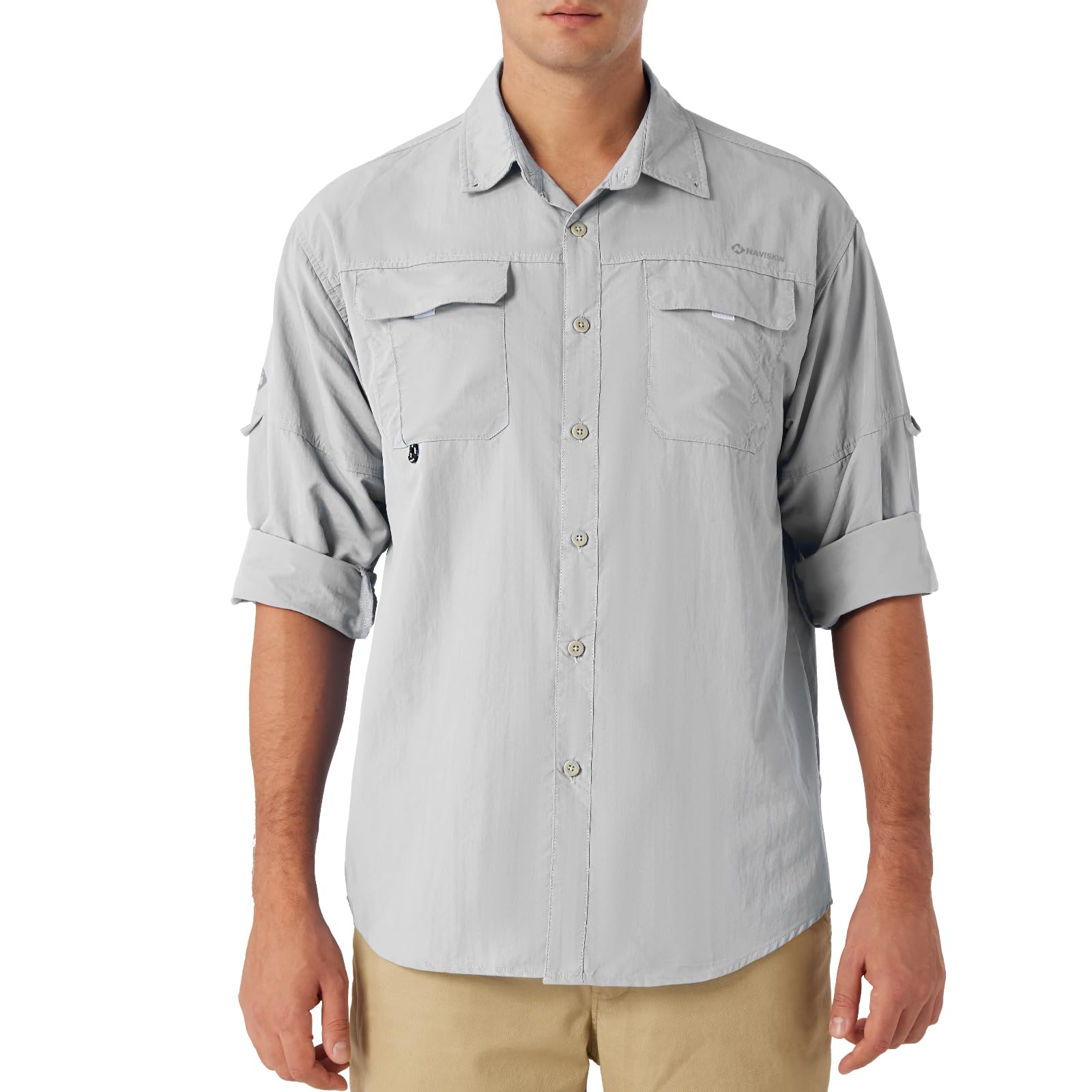 NAVISKIN UPF 50+ Men's Sun Protection Fishing Shirt - Long Sleeve UV Shirt for Fishing, Hiking, Travel & Camping - Lightweight Quick-Dry Outdoor Shirt for Sun Safety & Comfort
