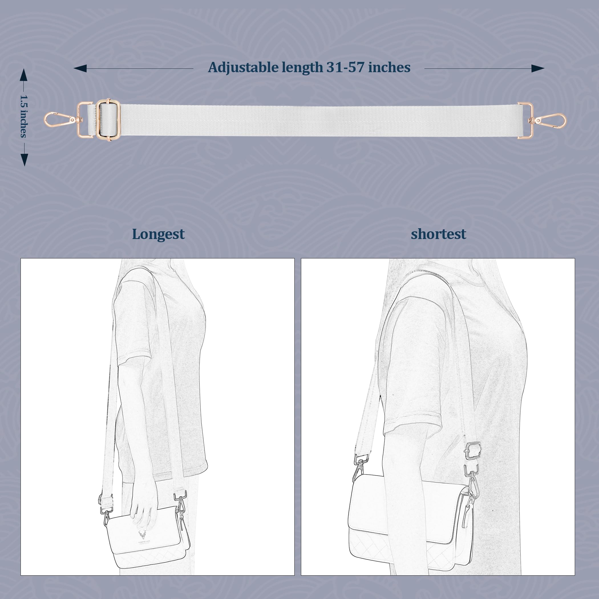 Replacement Purse Strap - Wide Adjustable Crossbody Bag Strap for Women's Handbags | Perfect for Everyday Use, Travel & Fashion Accessories