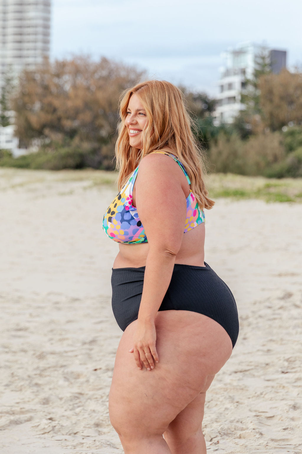 Black Miami Bikini Bottoms - High Waisted Swimwear for Women, Perfect for Beach Vacations & Pool Parties