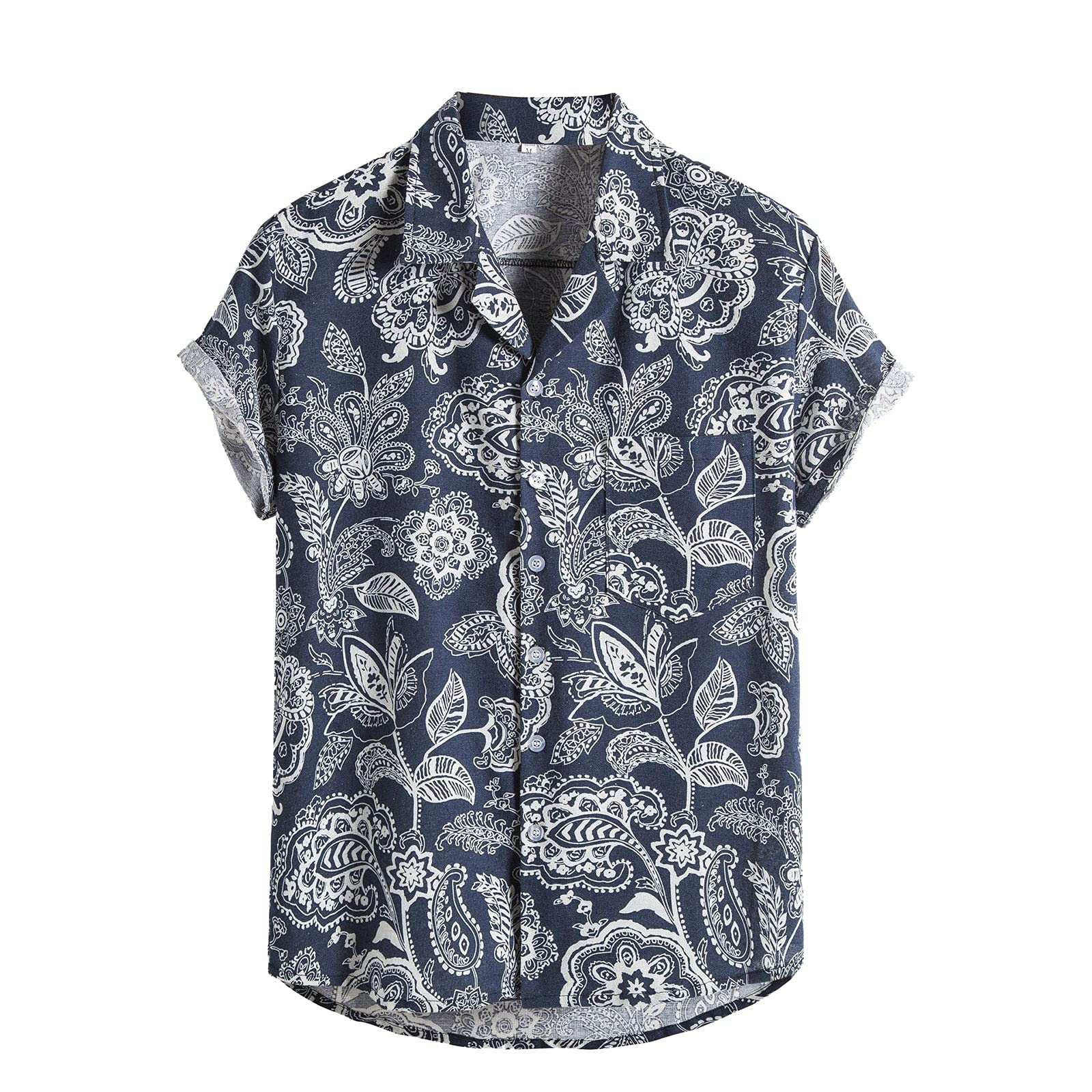 Funny Printed Men's Short Sleeve Casual Button Down Shirt with Collar - Comfortable Daily Wear for Work, Parties & Outdoor Activities