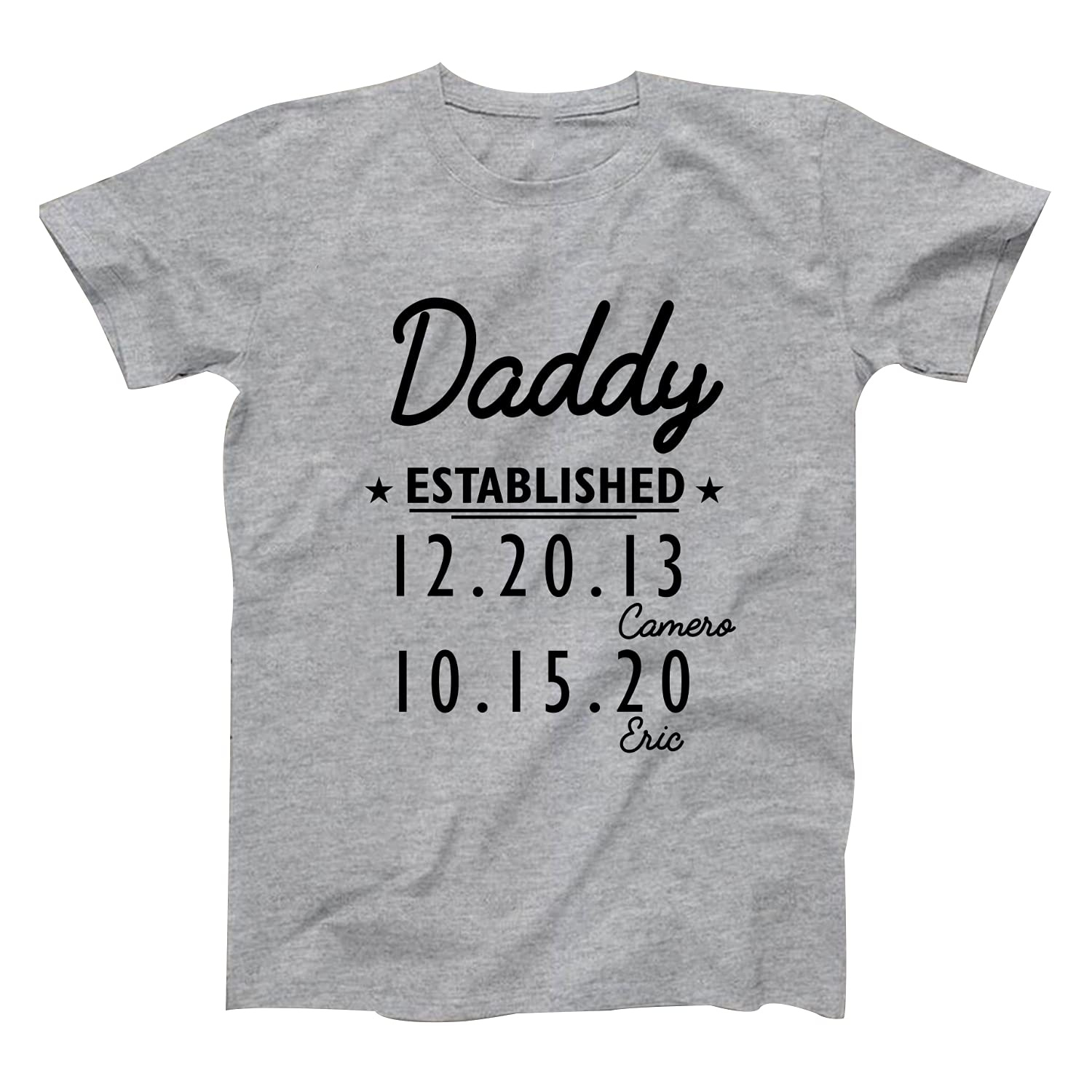 Custom Daddy Established T-Shirt with Grandkids Names - Personalized EST Dad Shirt for Birthday Gifts, Men's Apparel - Perfect for Father's Day, Family Reunions & Grandparent Celebrations