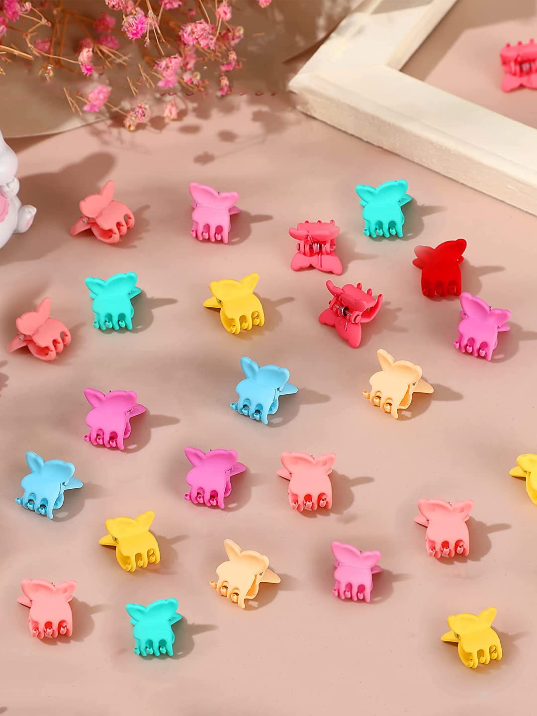 Melbees by Yellow Chimes 50-Piece Multicolor Butterfly Hair Claw Clips for Girls & Kids - Cute Hair Accessories for School, Parties & Everyday Use