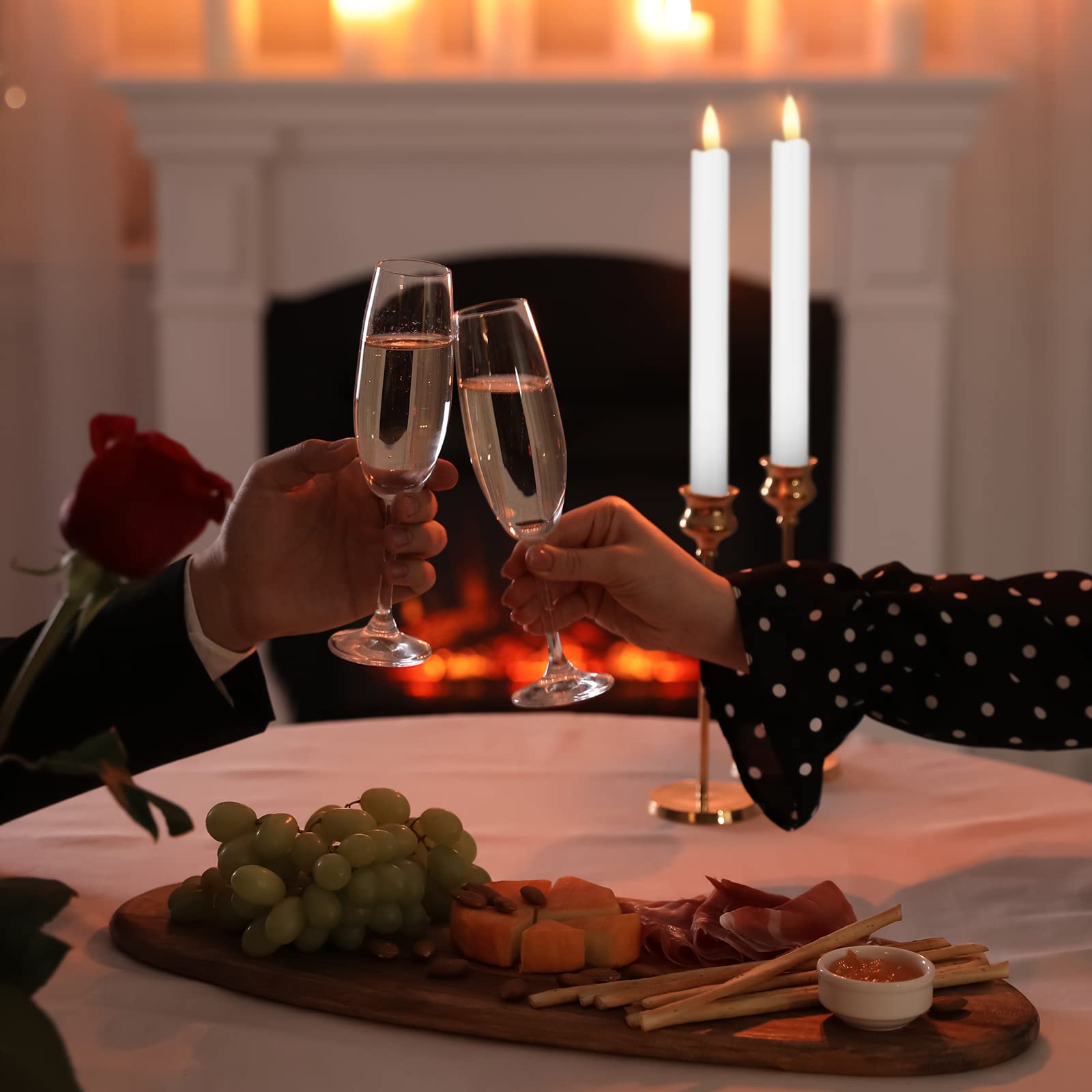 36 Pack 10 Inch Flameless LED Taper Candles - Battery Operated Flickering Candlesticks for Christmas, Wedding, Home Decor (White) | Perfect for Window Displays, Dining Tables & Romantic Ambiance