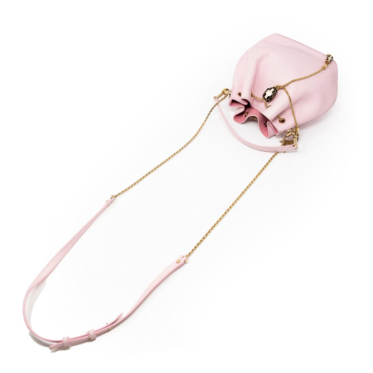 Bvlgari Serpenti Forever Pink Leather Bucket Bag for Women - Luxury Designer Handbag for Evening Parties & Special Occasions