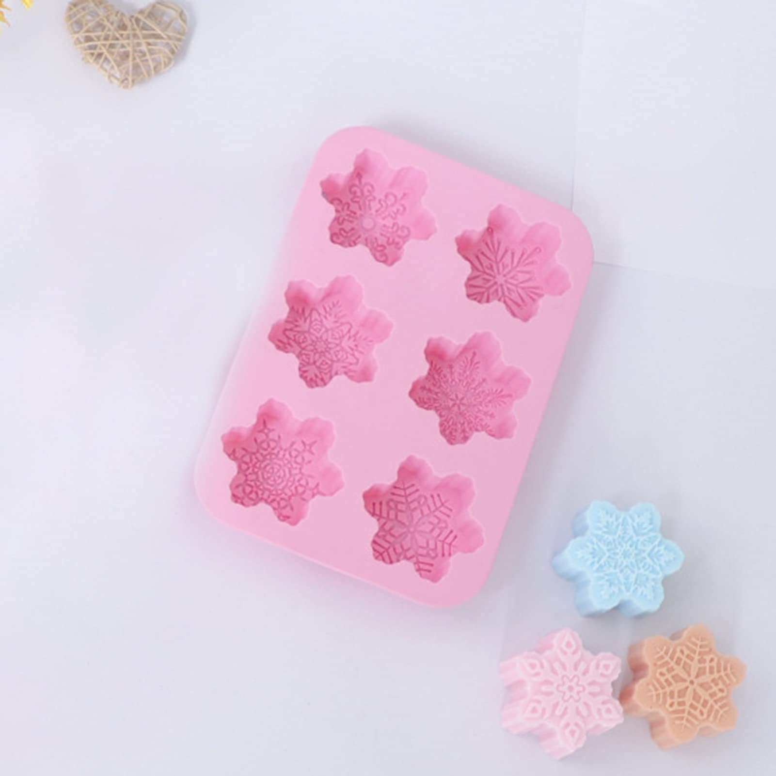 JENPECH Christmas Silicone Mold Set - 3D Snowflake Shape DIY Candle & Soap Molds - Non-Stick Baking Cookie & Dessert Molds for Home Kitchen - Perfect for Holiday Baking, DIY Crafts, and Party Treats
