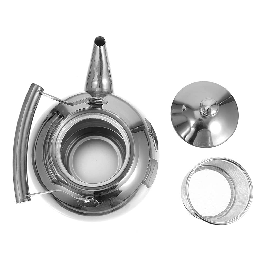 UPKOCH 1.5L Stainless Steel Stovetop Tea Kettle with Removable Strainer - Whistling Water Kettle for Gas & Electric Stoves - Perfect for Home, Office & Camping Tea Brewing
