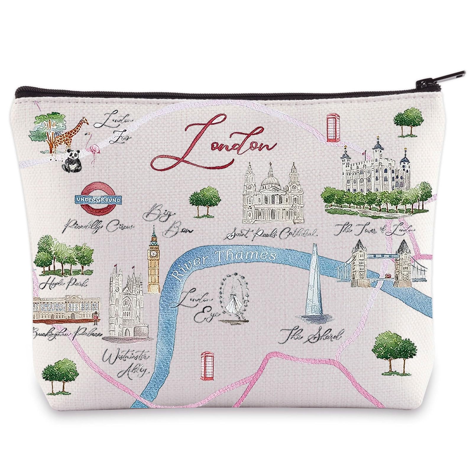 London City Map Cosmetic Bag - Waterproof Travel Makeup Pouch with Zipper for Women, Perfect Gift for Long Distance Relationships, Family & Friends | Great for Travel, Daily Use & Storage