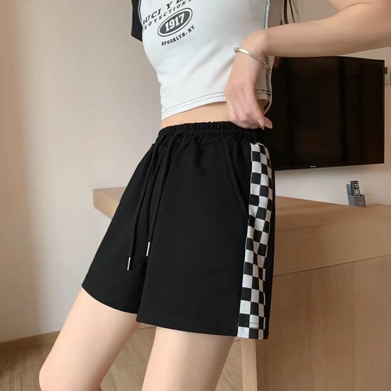 Women's Casual Bermuda Long Shorts - Checkerboard Print Running Gym Sports Shorts with Comfortable Waistband | Perfect for Summer, Walking, Beach & Home