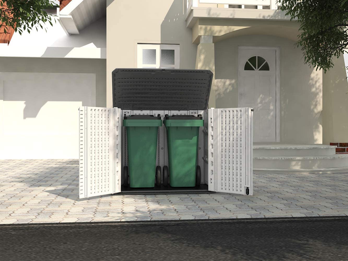 HOMSPARK 26 Cu.ft Weather-Resistant Outdoor Storage Shed - Horizontal Design for Bikes, Lawnmowers, Trash Cans & Patio Accessories | Durable Backyard & Garden Storage Solution for All Seasons
