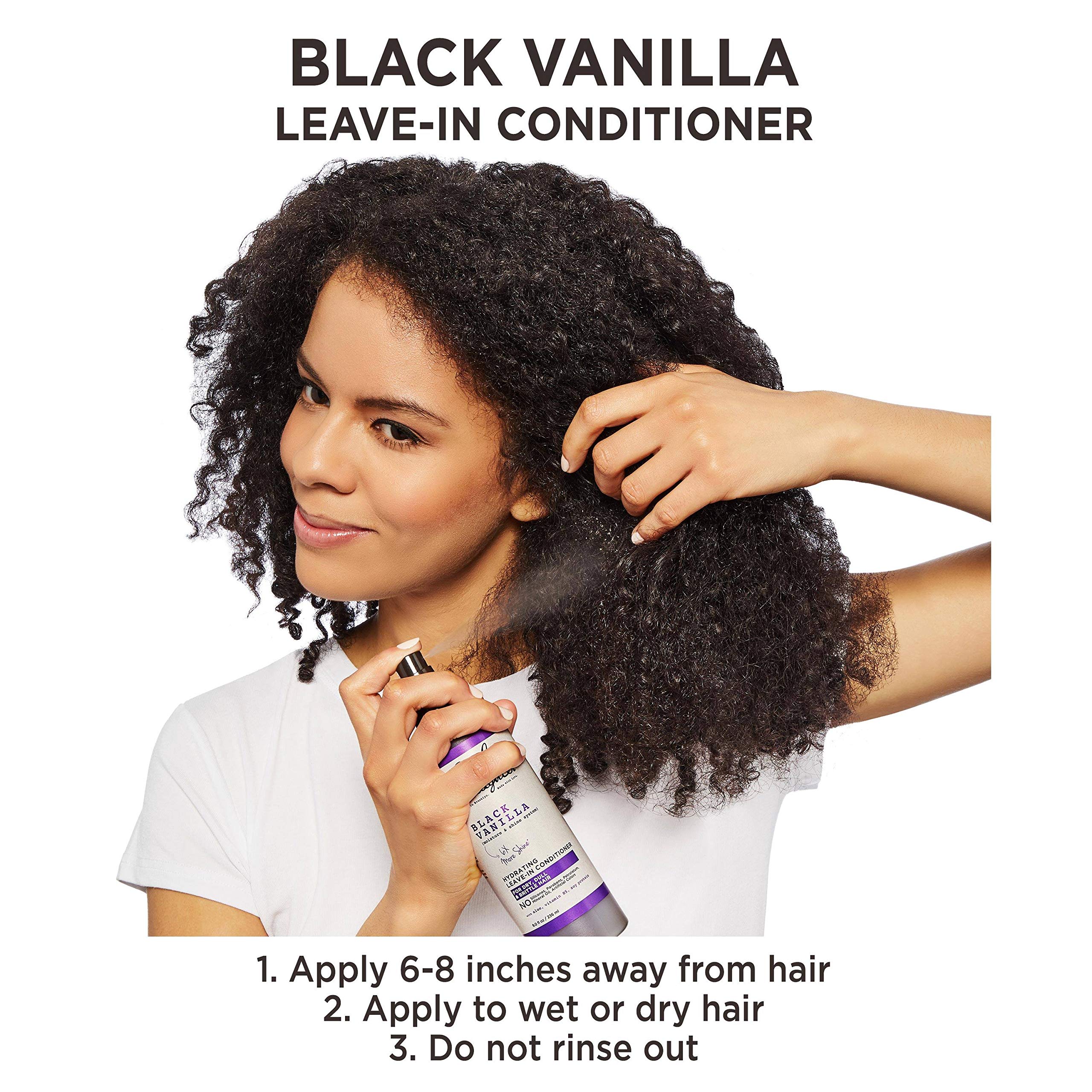Carol’s Daughter Black Vanilla Sulfate-Free Hair Care Set - Hydrating Shampoo, Conditioner & Leave-In Spray for Dry, Damaged, Natural Curly Hair - Infused with Shea Butter, Aloe & Rosemary - Perfect for Daily Moisturizing & Revitalizing Curls at Home or Salon