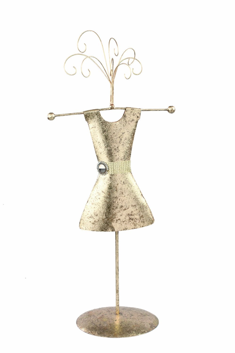 Elegant Gold-Tone Metal Jewelry Stand for Necklaces & Bracelets - Perfect for Displaying Accessories in Bedroom, Boutique, or Wedding Dressing Room