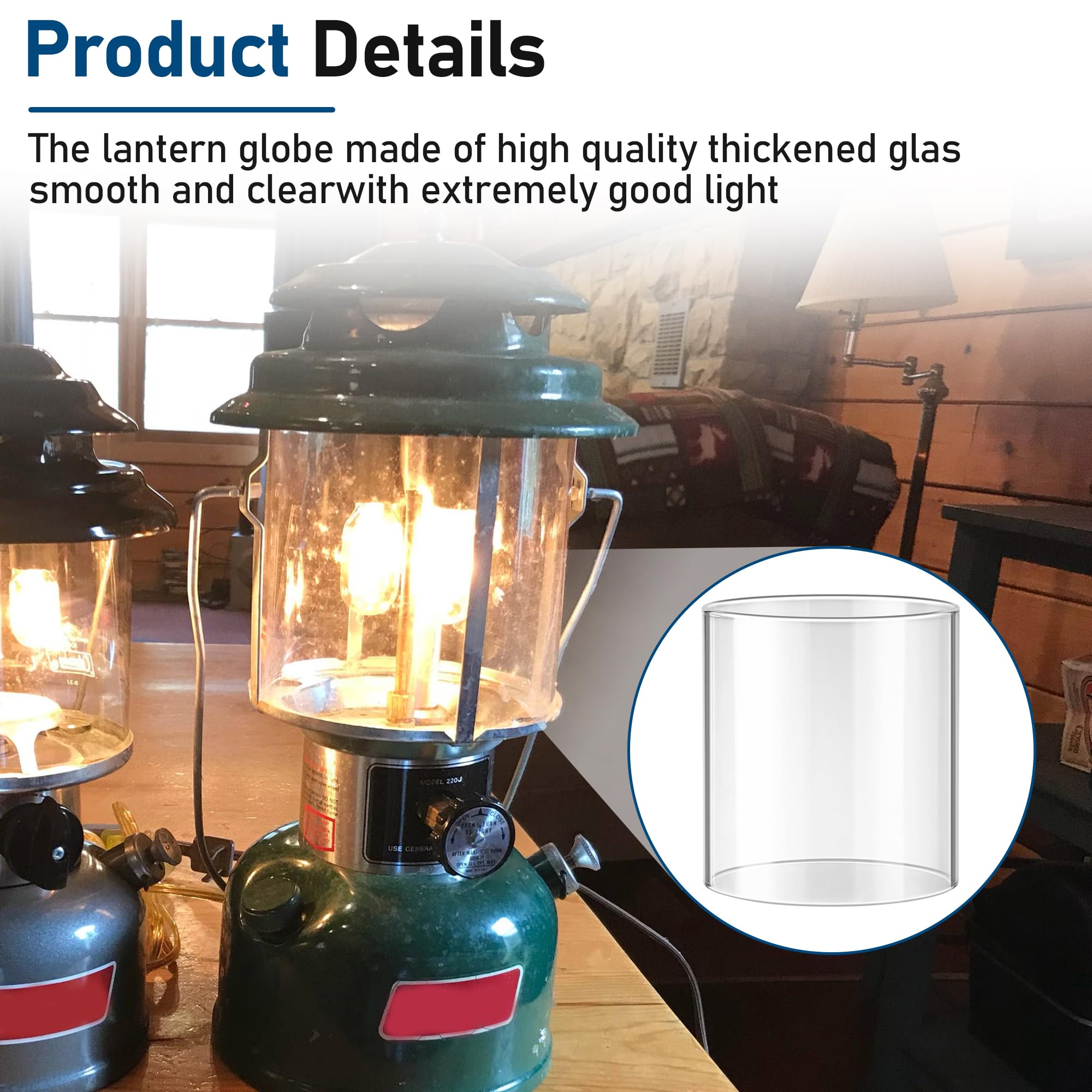 10-Pack Propane Lantern Mantles with Replacement Glass Globe - Compatible with Coleman Fueled Lanterns for Camping, Hiking & Emergency Lighting | Durable Outdoor Lantern Accessories