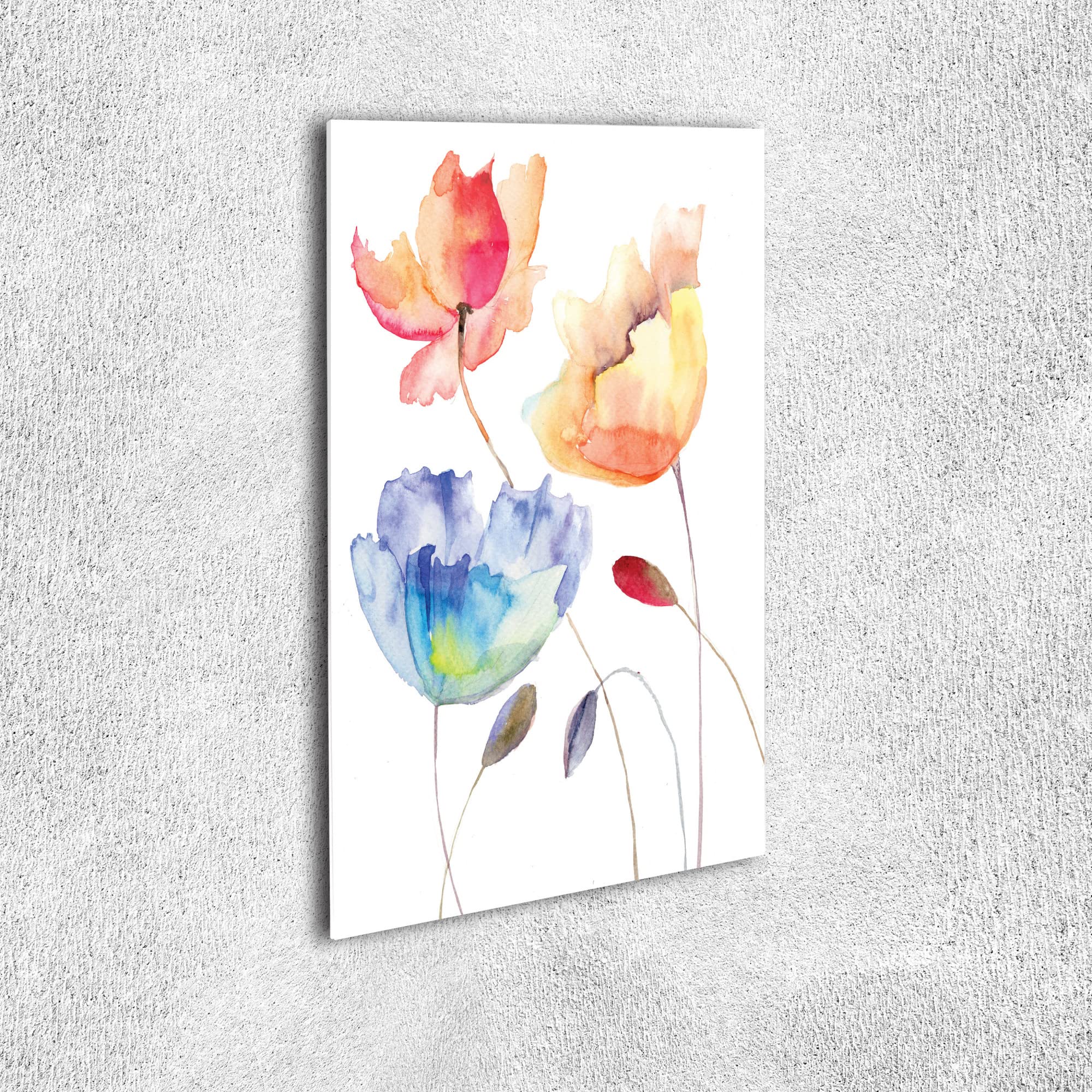 Ambesonne Watercolor Flower Acrylic Glass Wall Art - Retro Summer Floral Painting - Nature Inspired Home Decor for Living Room, Bedroom & Dorm - 19