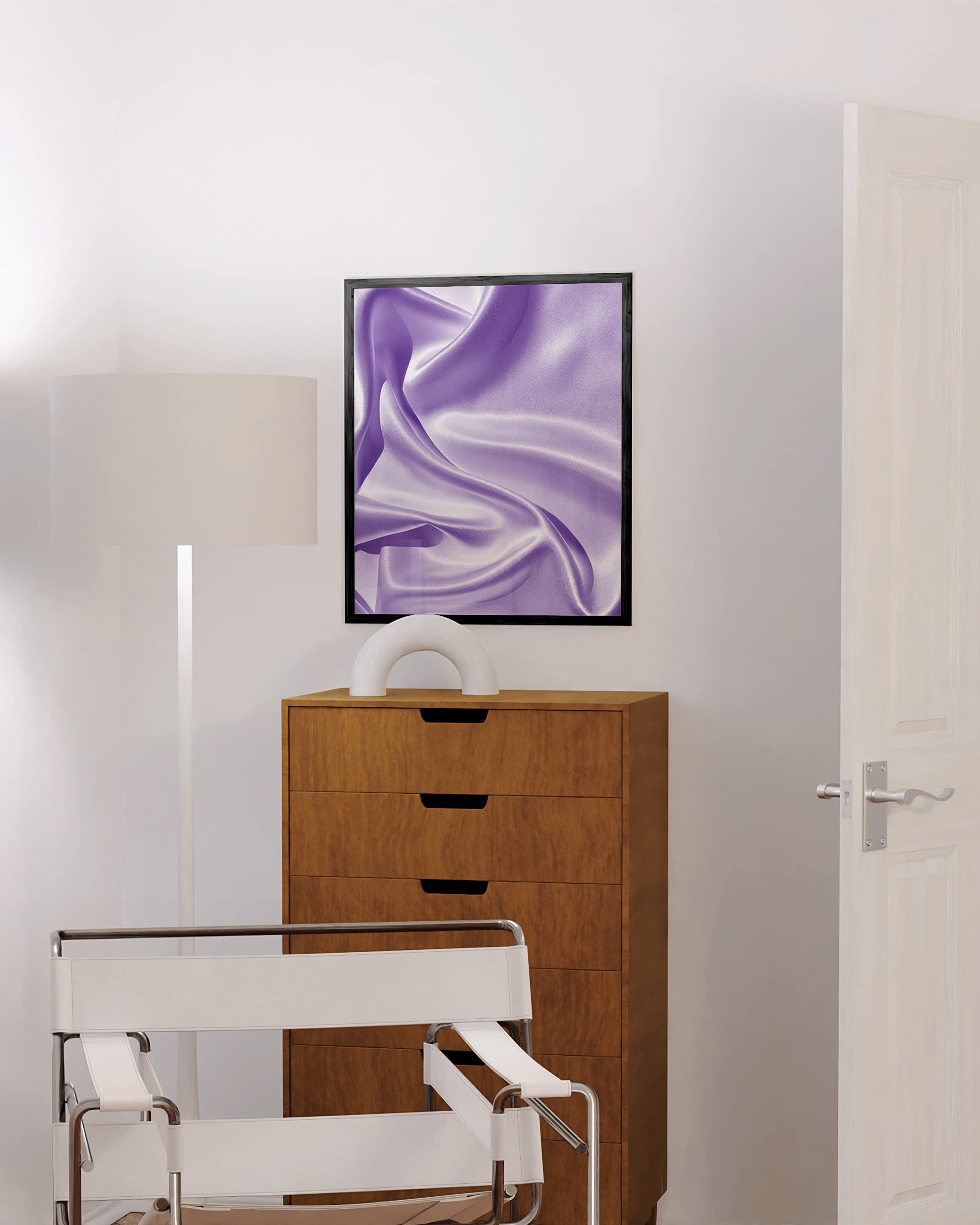 Purple Aesthetic Wall Art - Haus and Hues Lavender Silk Poster with Black Frame (12x16) | Bedroom Decor, Living Room Wall Decor, Office Art, Home Decoration