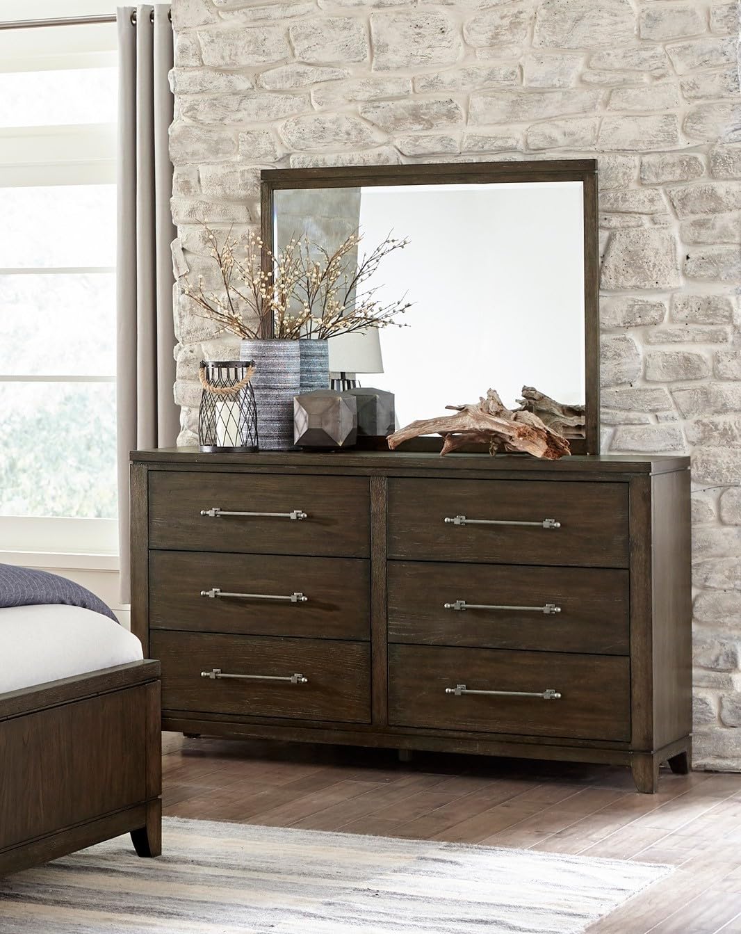 Modern Contemporary 6-Piece King Size Bedroom Set with Nightstands, Dresser, Mirror & Chest - Dark Brown Wooden Furniture for Luxurious Home Decor & Master Bedroom Upgrade
