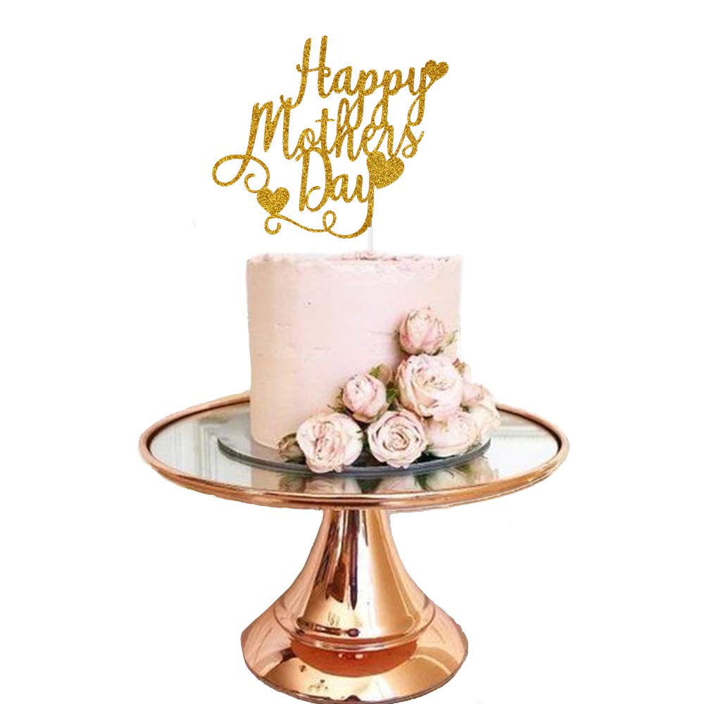 Elegant Gold Glitter Cake Topper for Mother's Day - 'Mom' Letter Cake Decoration with Shimmering Accents - Perfect for Birthday Parties, Anniversary Celebrations & Special Occasions