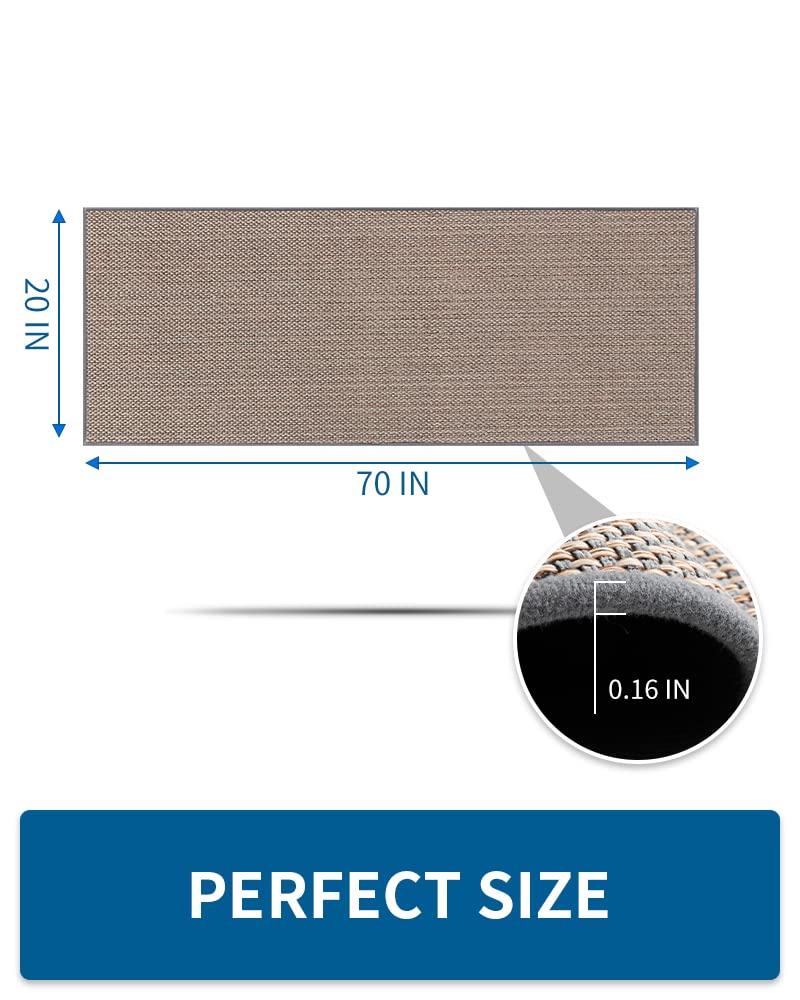 Non-Slip Washable Kitchen Runner Rug - Absorbent Anti-Fatigue Floor Mat for Sink Area, Cooking Station & High-Traffic Zones (Grey, 20x70 Inches) - Perfect for Kitchens, Laundry Rooms & Entryways